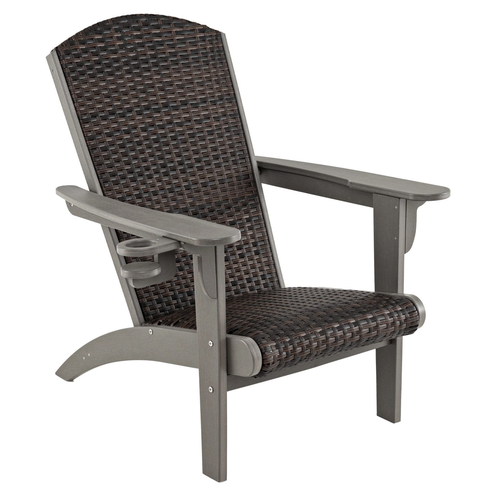 COSTWAY Gartenstuhl (1 St), Adirondack Stuhl aus HDPE, Rattan, gepolstert