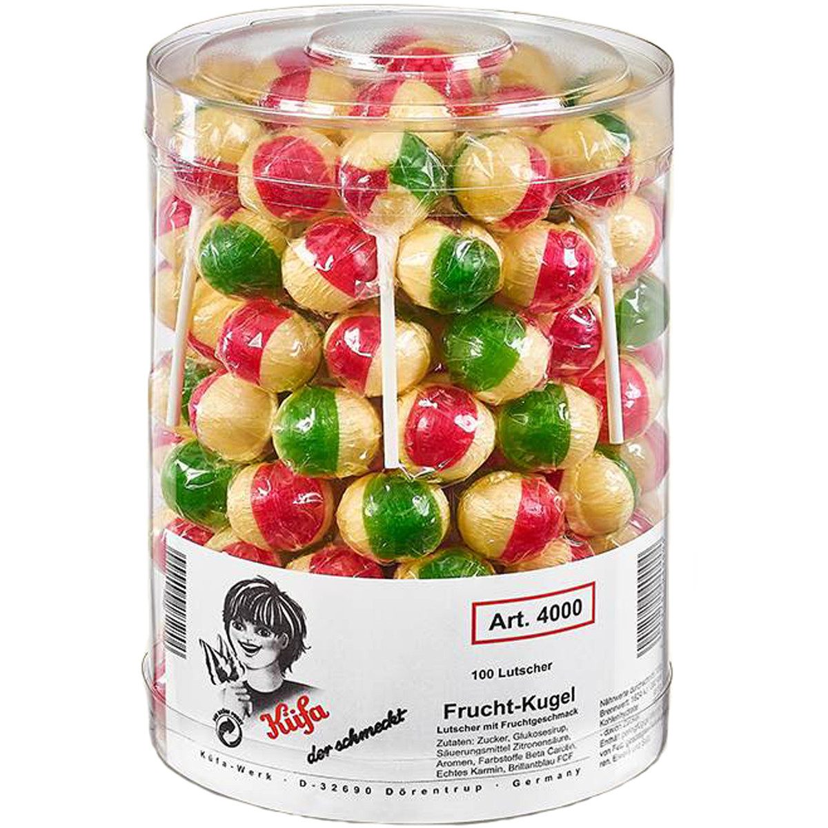 KUEFA Süßigkeit, Küfa Frucht Kugel Lutscher mit Fruchtgeschmack 100 Stück 1800g