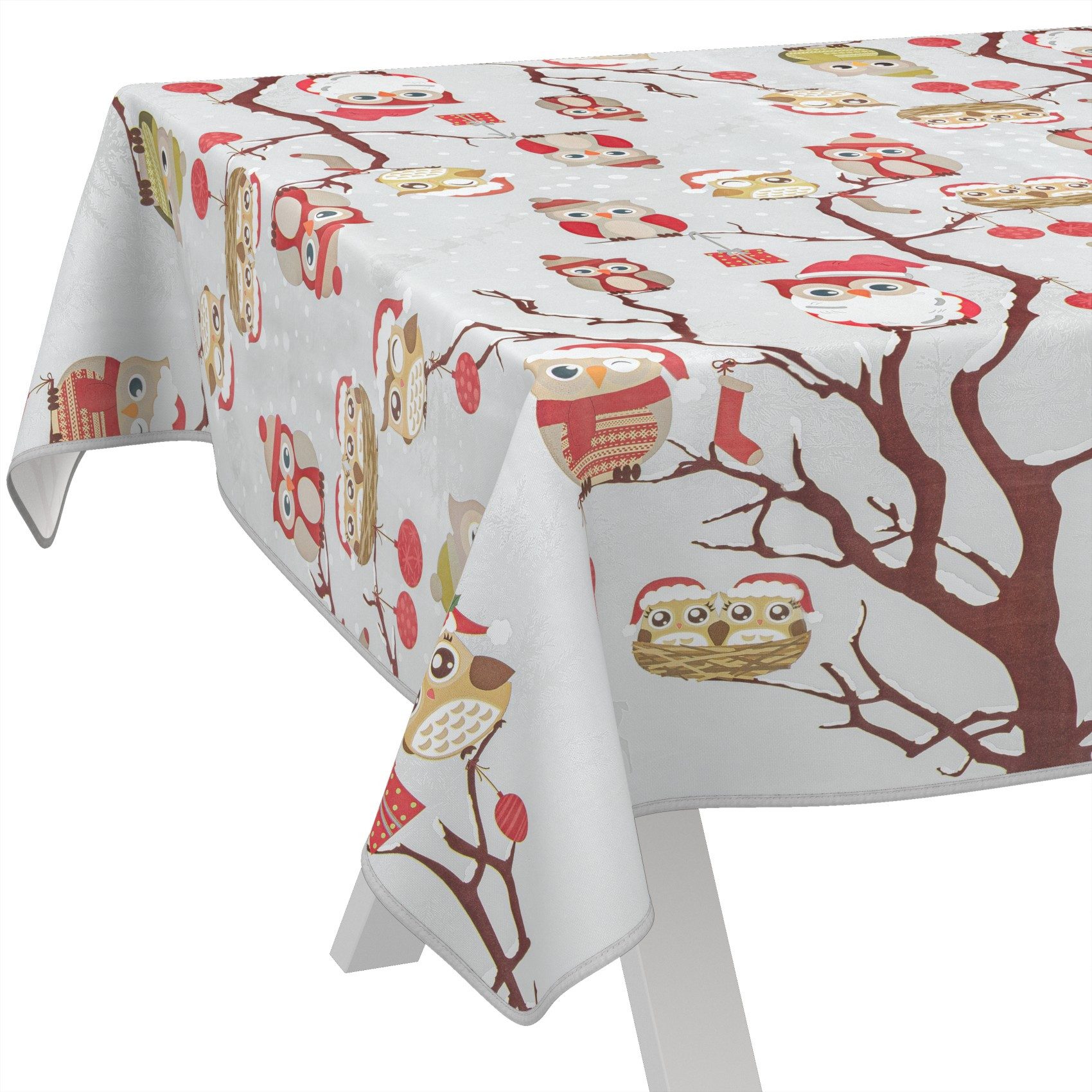 ANRO Tischdecke Wachstuch abwaschbar Eulen Weihnachten günstig online kaufen