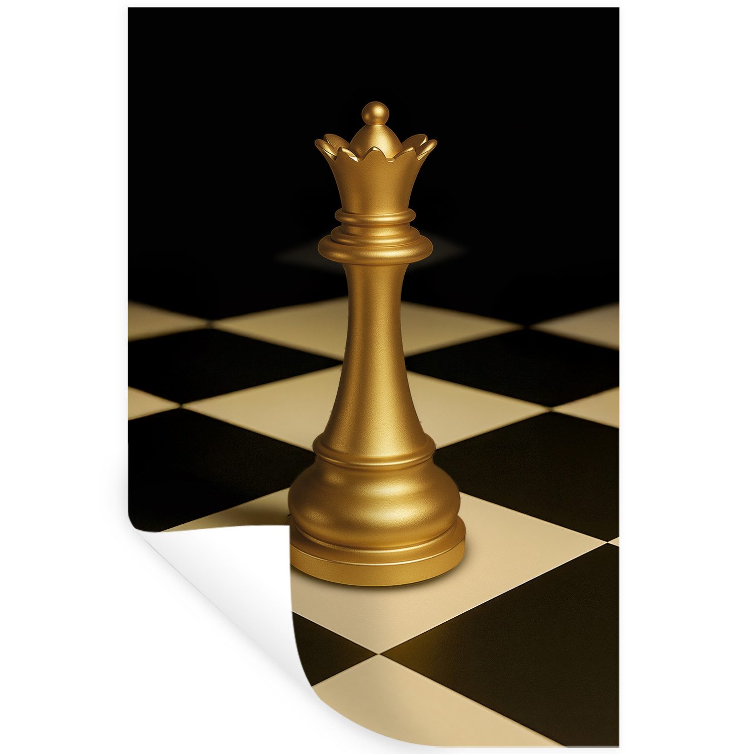 MuchoWow Wandsticker Dame - Schachfigur - Blockiert - Gold (1 St), Wanddeko, Aufkleber, Wandtattoo, 80x120 cm