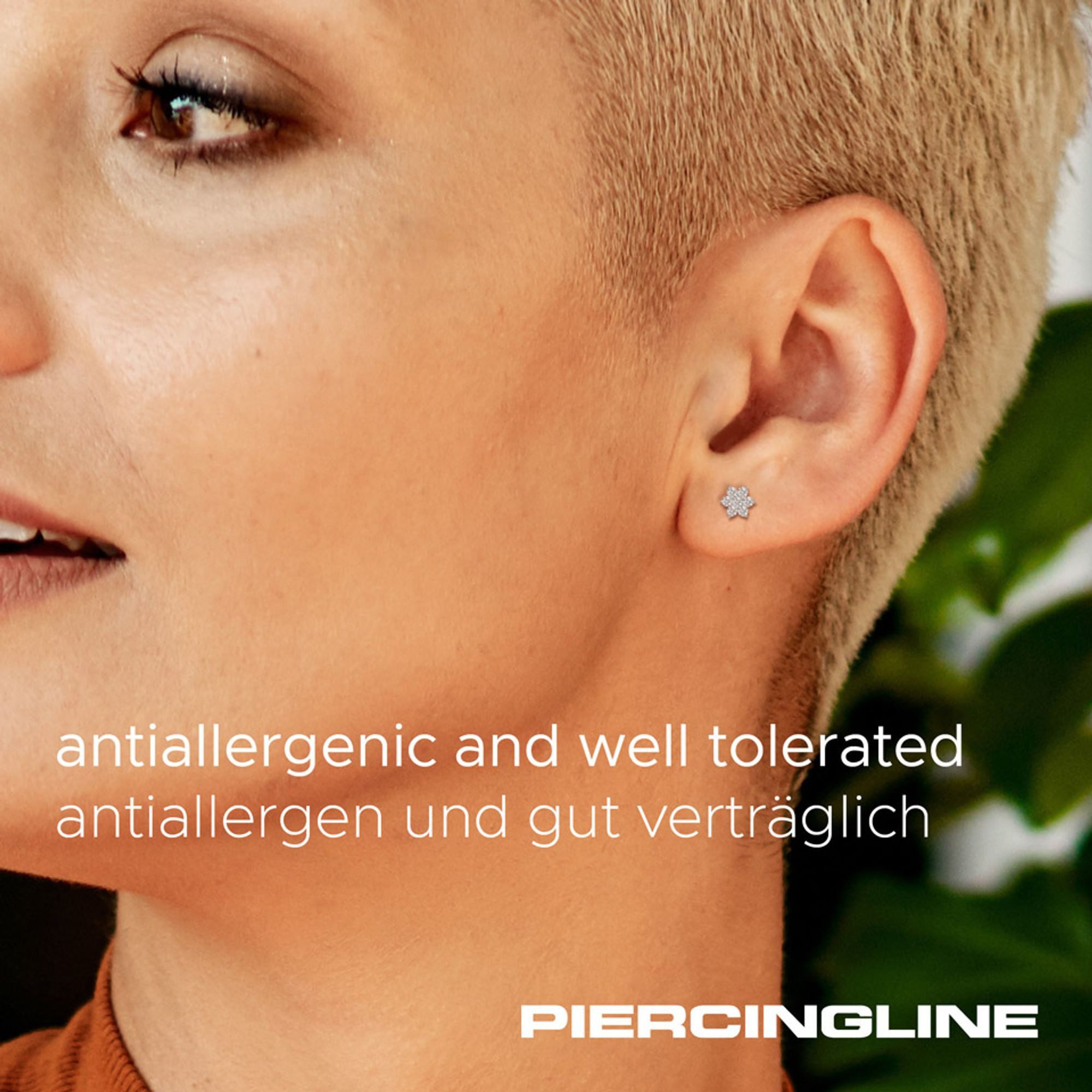 PIERCINGLINE Piercing-Set Titan Labret mit Innengewinde KRISTALLBLUME (Labrets, 1-tlg)