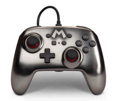 PowerA Verbesserter kabelgebundener Controller für Nintendo Switch Controller (Mario Silver - offiziell lizensiertes Nintendo Produkt)