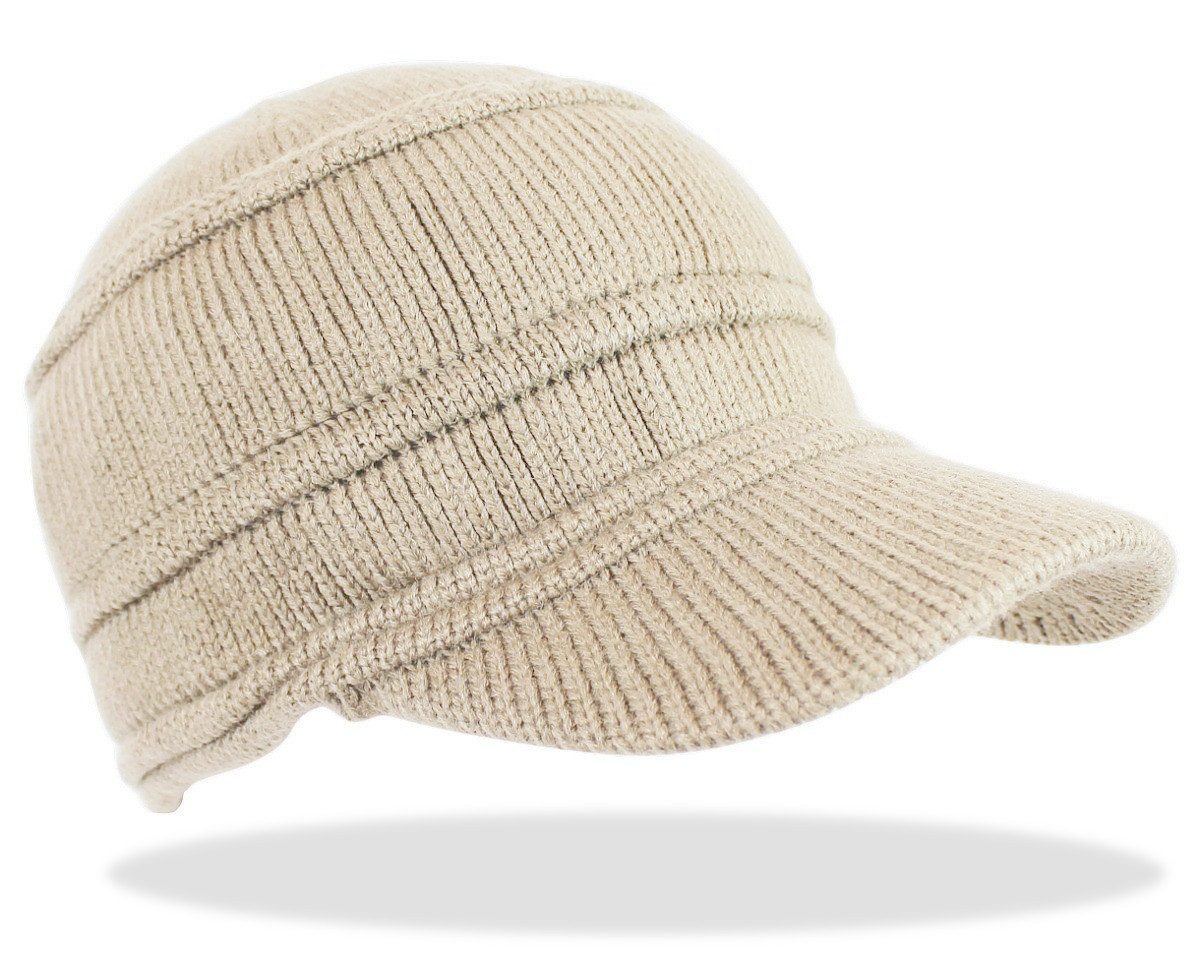 dy_mode Schirmmütze Unisex Strickmütze Herren Schirmmütze Damen Winter Cap ohne Futter mit Schirm