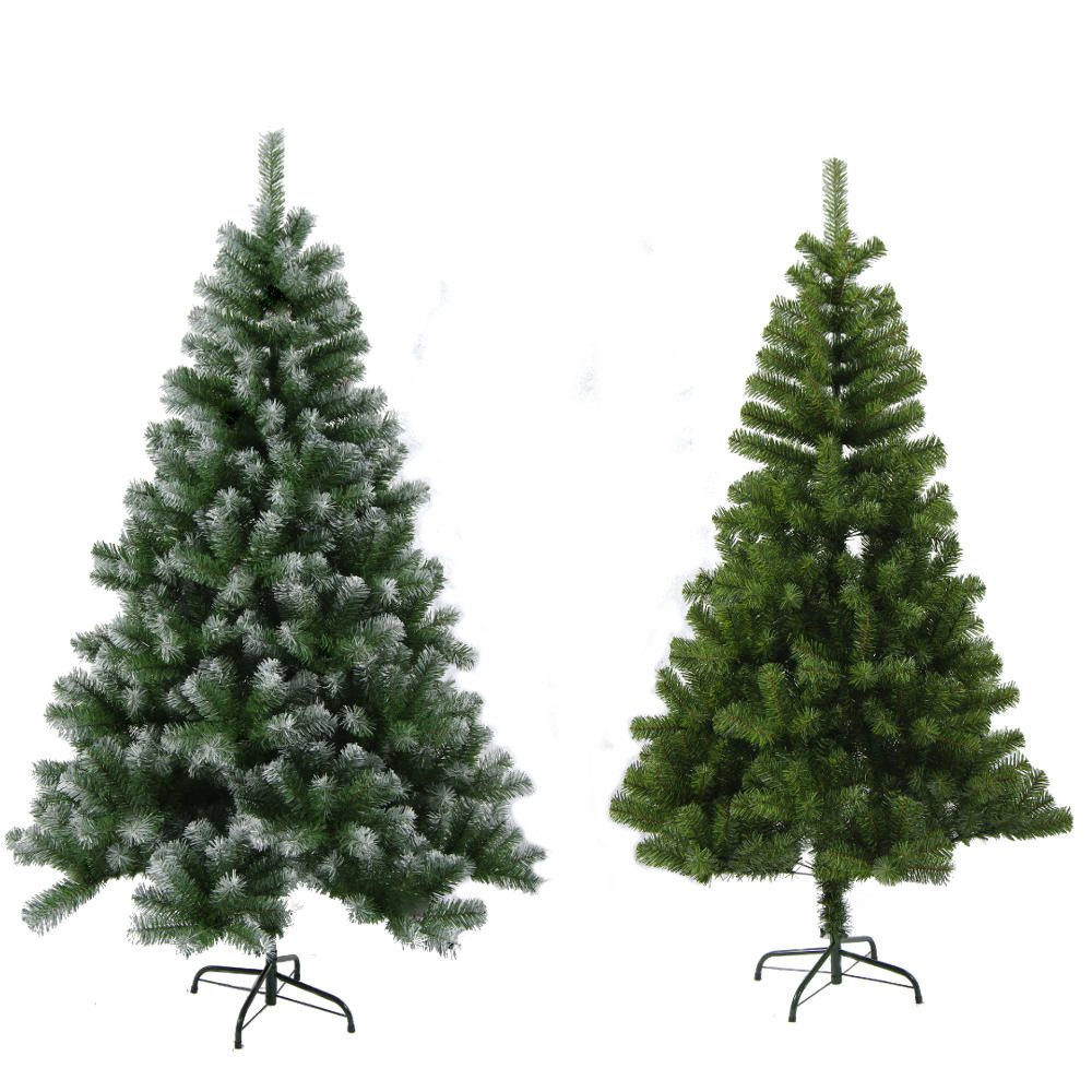 Trade-Shop Künstlicher Weihnachtsbaum Kunstbaum - Farbe, Höhe, Durchmesser, Anzahl der Spitzen zur Auswahl, 180 cm, 930 Spitzen, Farbe: Grün mit Deko-Schnee, mit Metall-Ständer