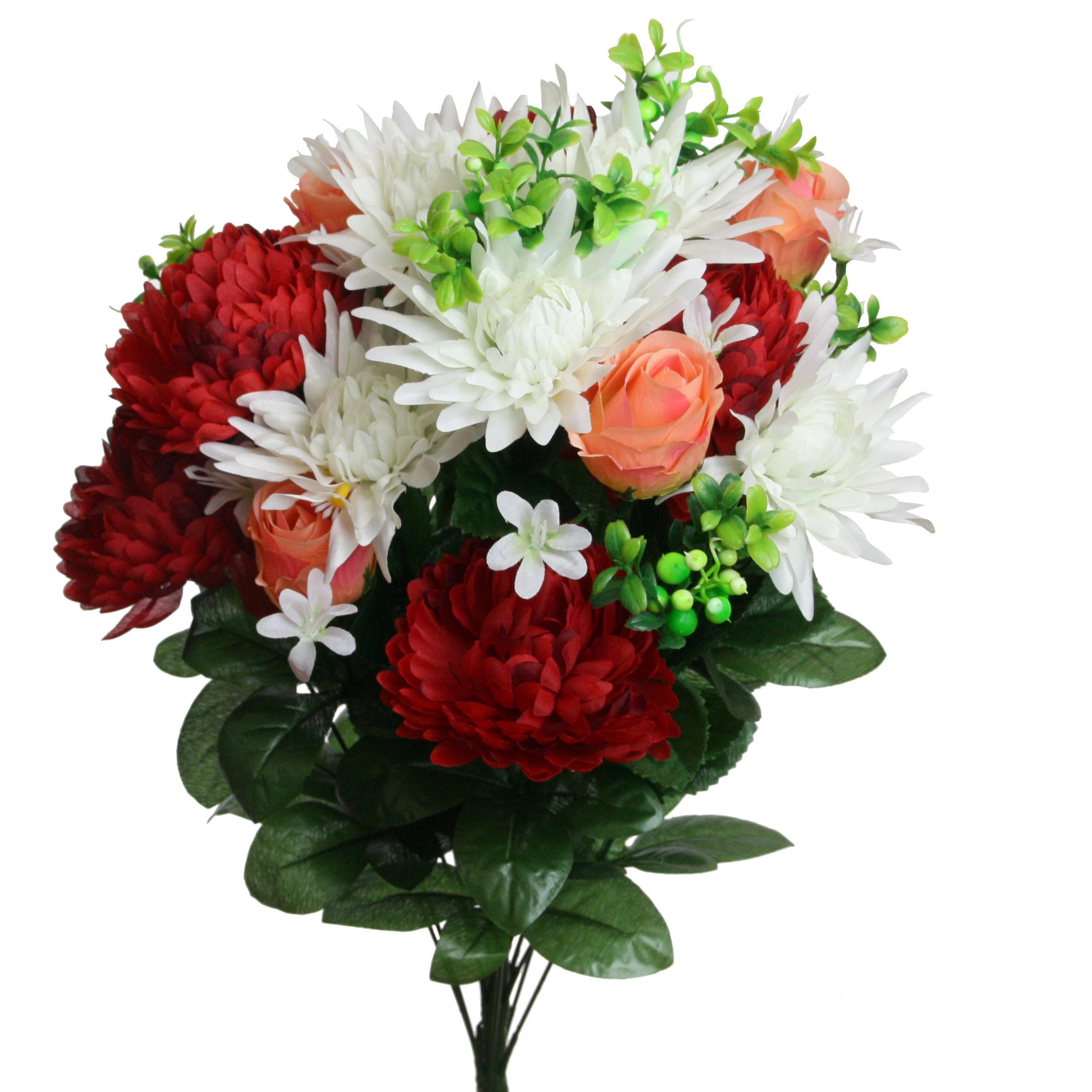 Kunstblumenstrauß Kunstblume Strauß Rose-Gerbera-Dahlie Blumenstrauß 58cm ROT, Floratexx GmbH