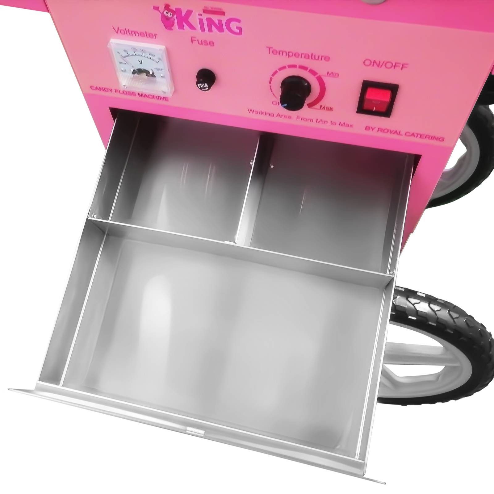 Royal Catering Zuckerwattemaschine Zuckerwattegerät mit Wagen Ø 52 cm Zuckerwatte Automat 1200 W pink – Bild 2 von 5