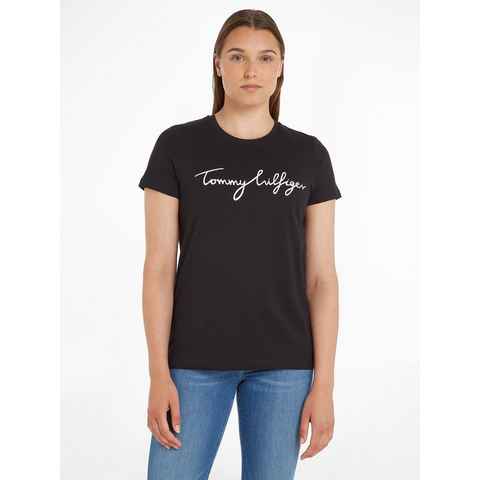 Tommy Hilfiger T-Shirt HERITAGE CREW NECK GRAPHIC TEE mit Tommy Hilfiger Script Logo-Schriftzug & Logo-Flag am Saum
