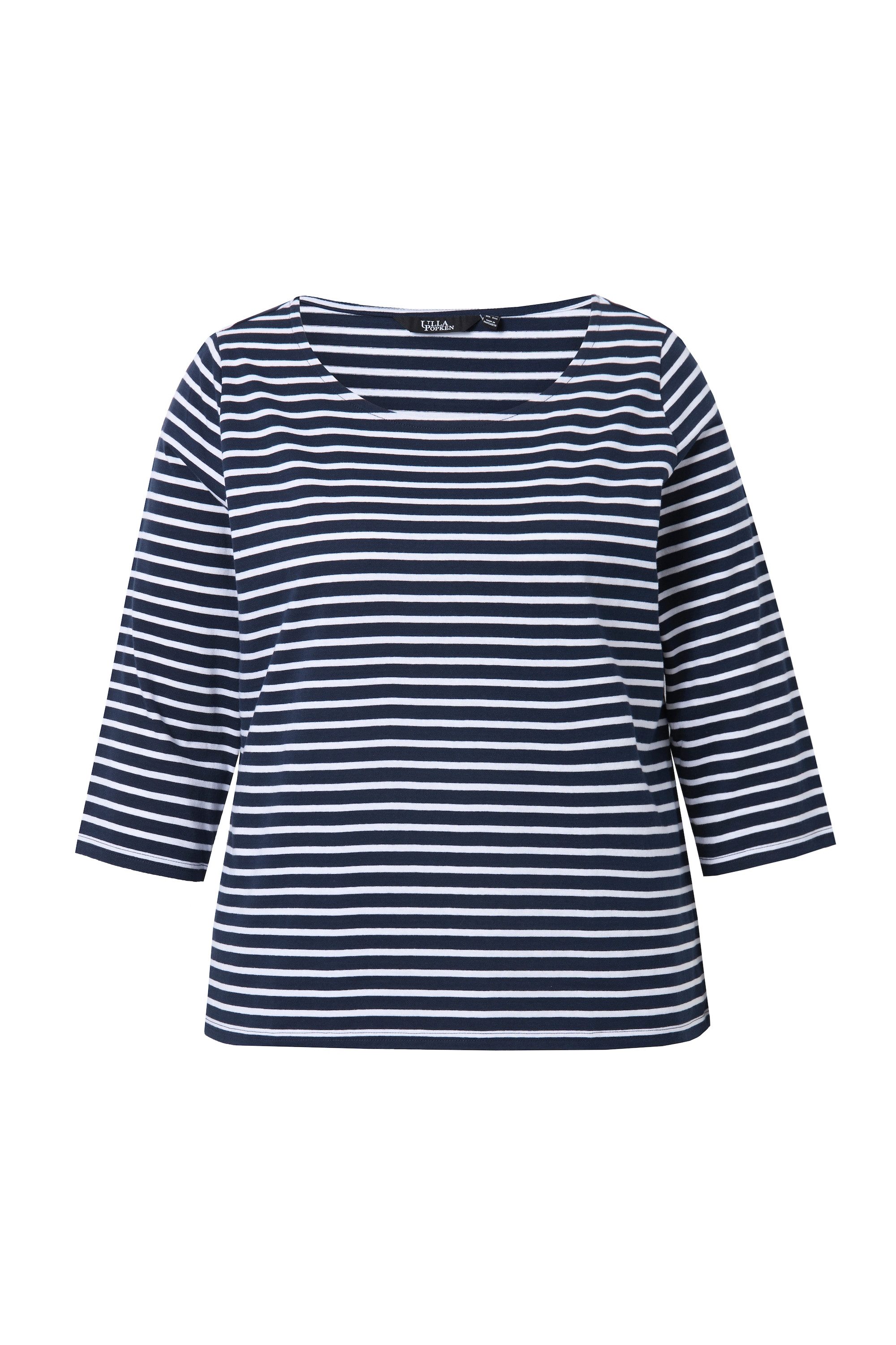 Ulla Popken T-Shirt Ringelshirt Classic Fit Rundhals 3/4-Arm günstig online kaufen