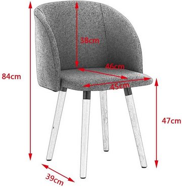 Woltu Esszimmerstuhl (Set, 2 St), Design Stuhl Leinen Gestell aus Massivholz