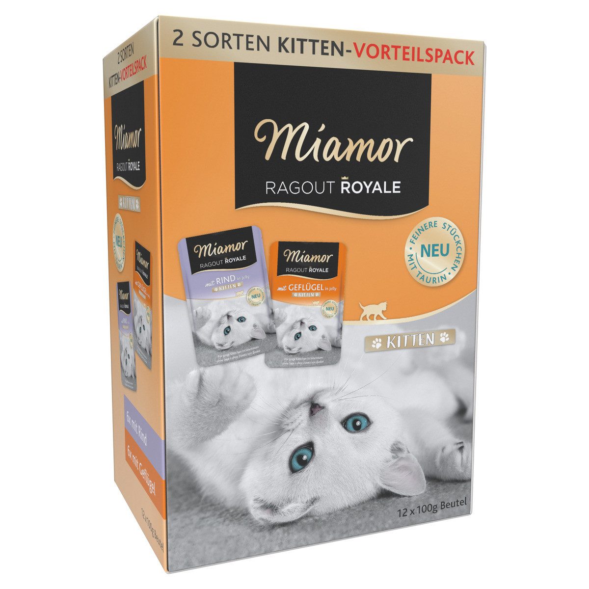 Miamor Ragout Royale Multibox Kitten in Jelly 12 x 100 g - 4 Stück, Nassfutter für: Katze