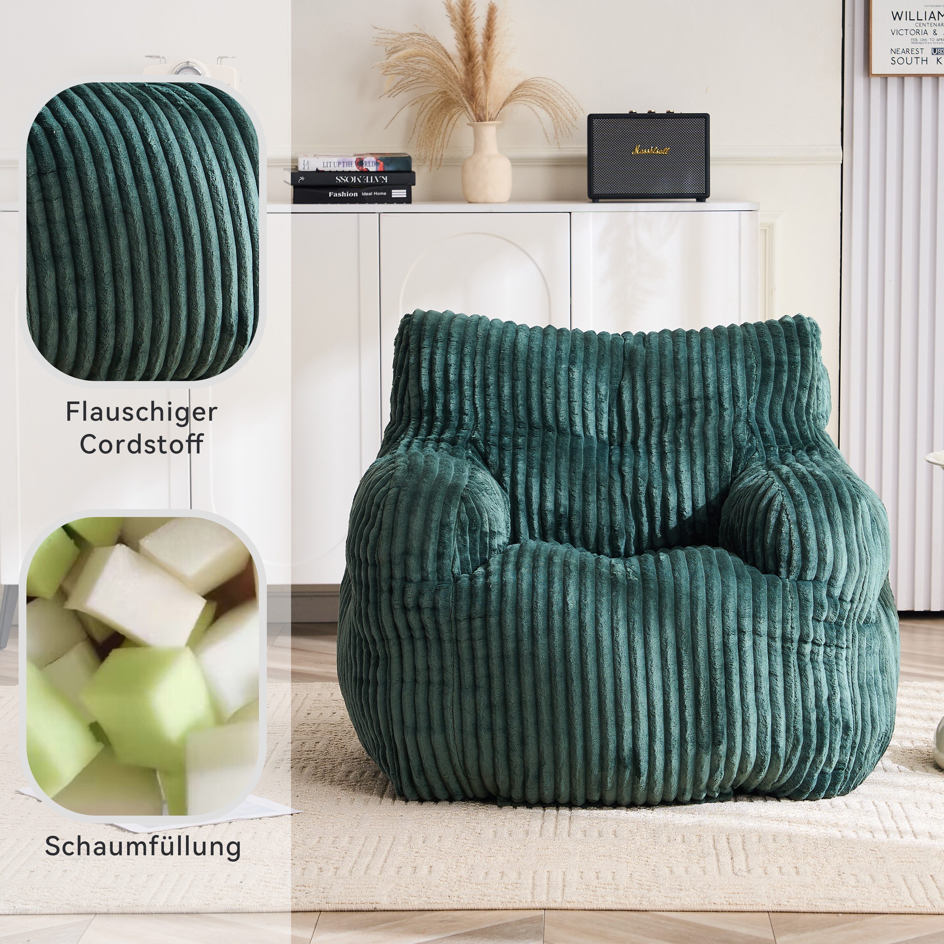 OKWISH Sitzsack Relaxsessel Sofa (gesteppter Schaumstoff-Sitzsack mit Cordstoff-Bezug, 1 St., 94*100*70cm)