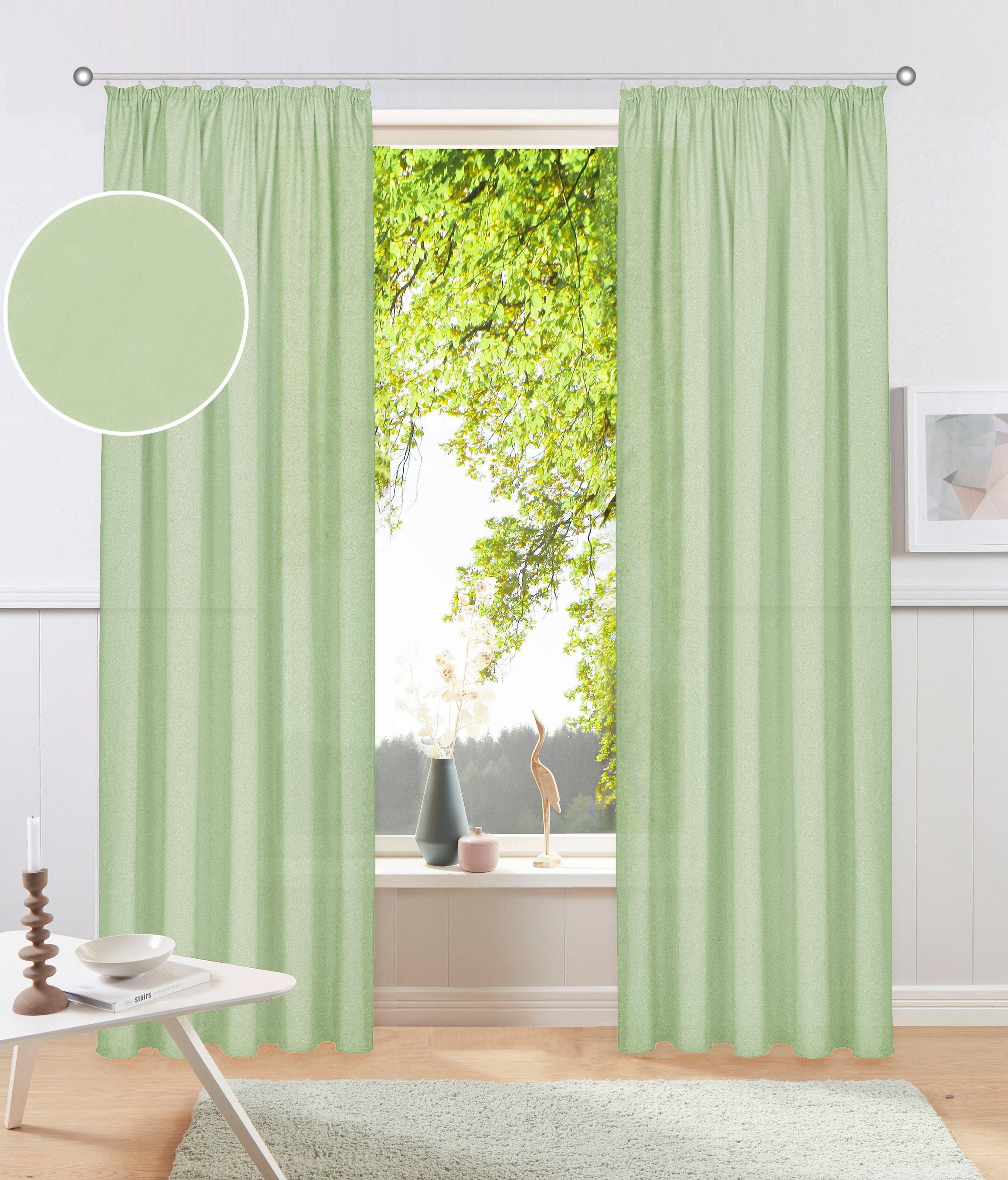 OTTO home Vorhang Raja, Gardinen mit Kräuselband, Vorhänge Wohnzimmer (2 St), Kräuselband, blickdicht, Polyester, 2er-Set, Bestseller, einfarbig, modern, pflegeleicht, Mikrofaser