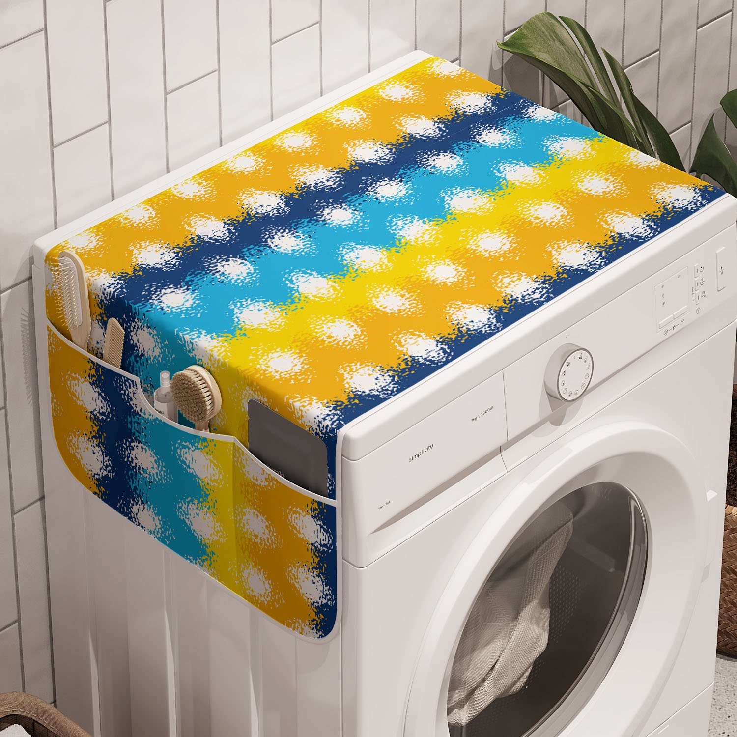 Abakuhaus Badorganizer Anti-Rutsch-Stoffabdeckung für Waschmaschine und Trockner, Abstrakt Blots mit einem bunten Zurück