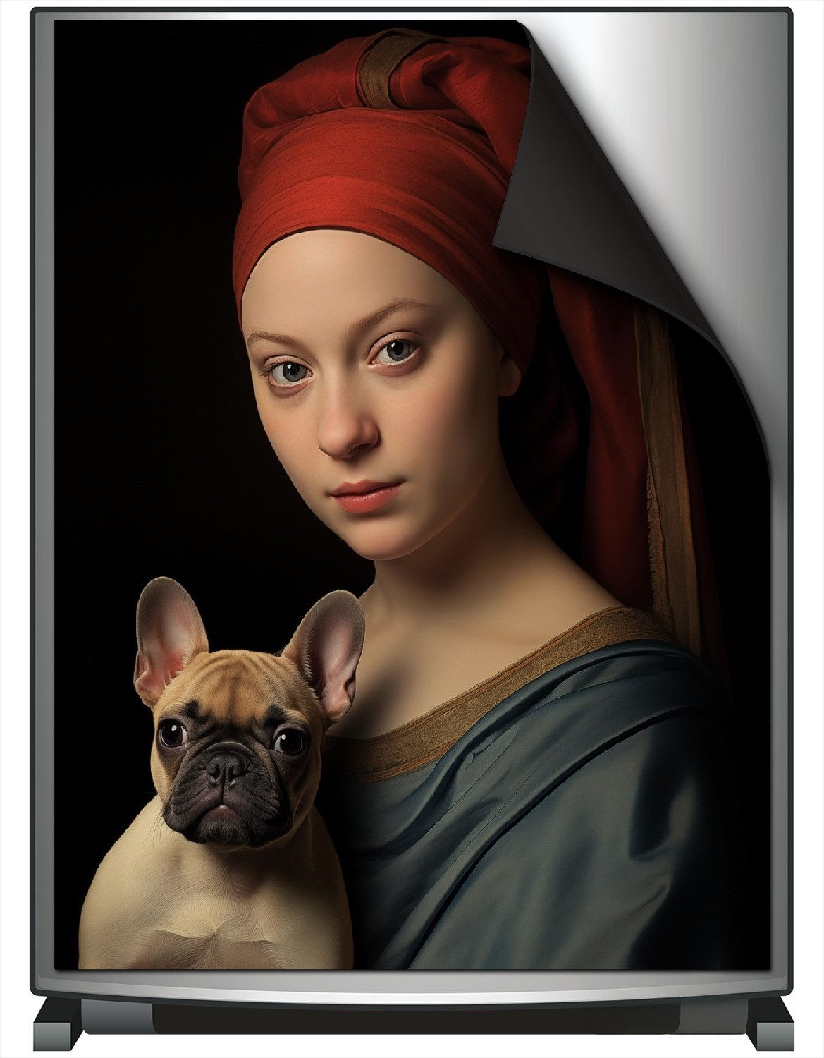 Wallario Möbelfolie Dame mit Hund