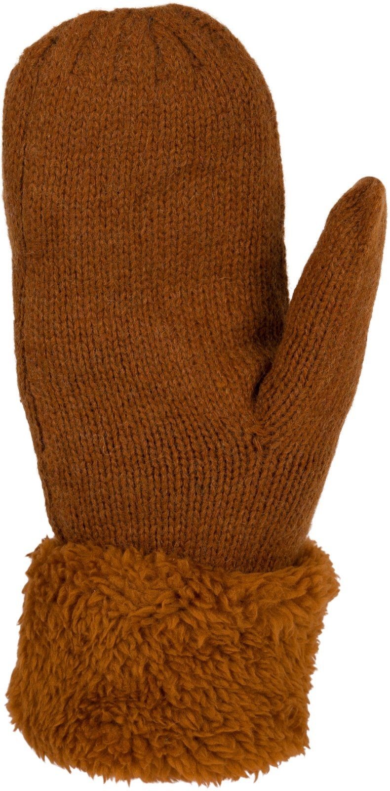 Perlen und Fäustlinge Strickhandschuhe Fäustlinge styleBREAKER Cognac mit Strass