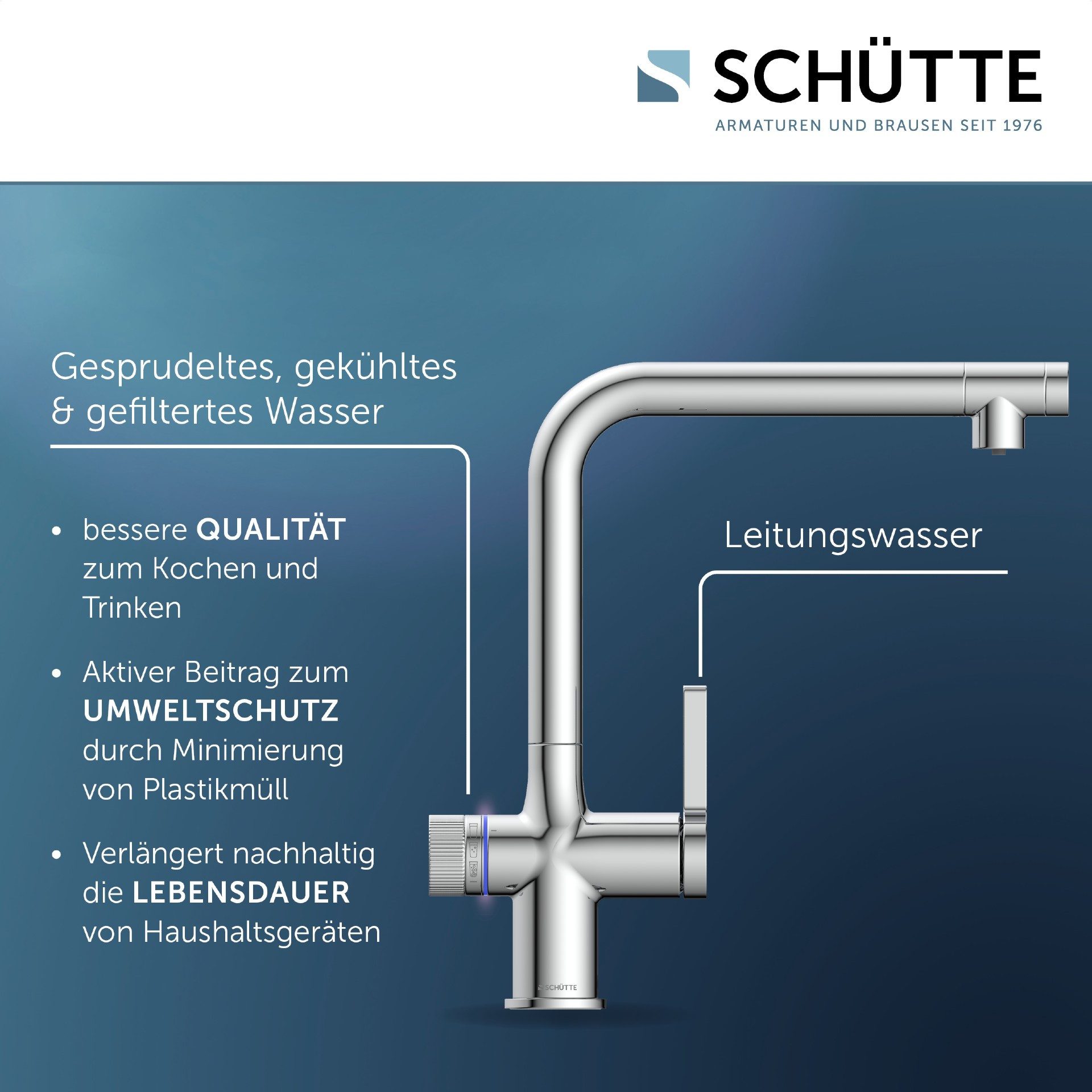 Schütte Küchenarmatur "AQUADUCT" Sprudelwasser-Spültischarmatur mit Kühlsystem, Filter, Filterkopf und handelsüblicher CO2-Kartusche – Bild 4 von 5