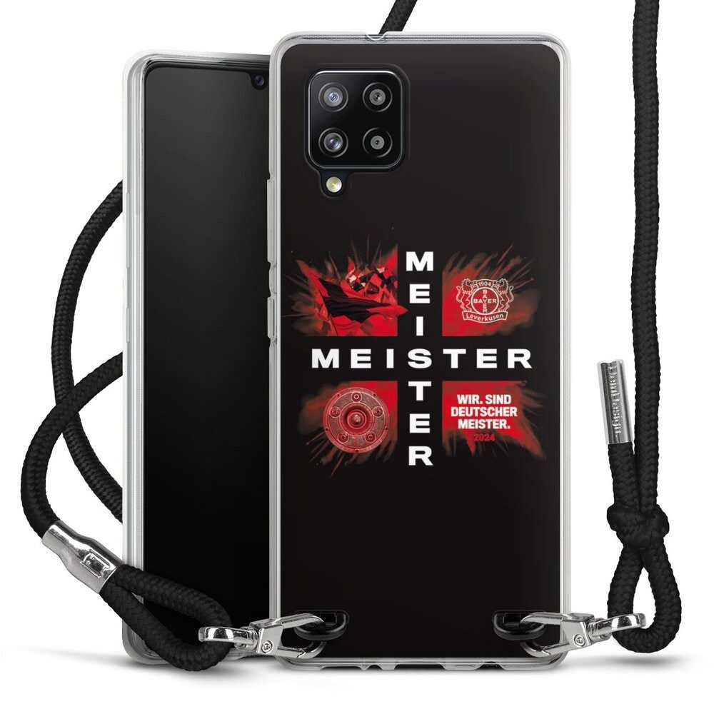 DeinDesign Handyhülle Bayer 04 Leverkusen Meister Offizielles Lizenzprodukt, Samsung Galaxy A42 5G Handykette Hülle mit Band Case zum Umhängen