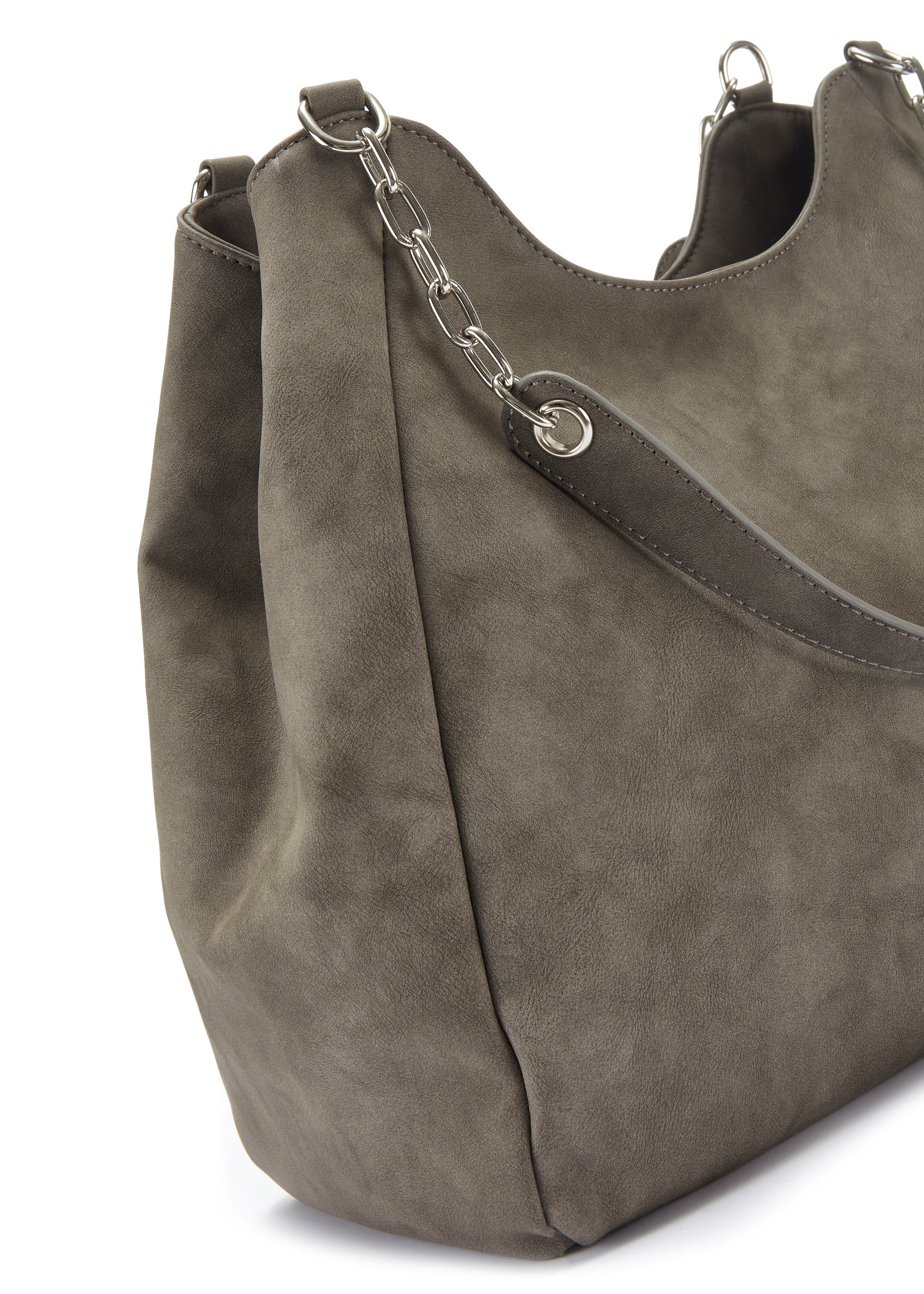 Vivance by Lascana Schultertasche Henkeltasche, Damentasche, Shopper, Einkaufstasche, Handtasche, mit silberfarbenen Ketten-Details VEGAN – Bild 5 von 5