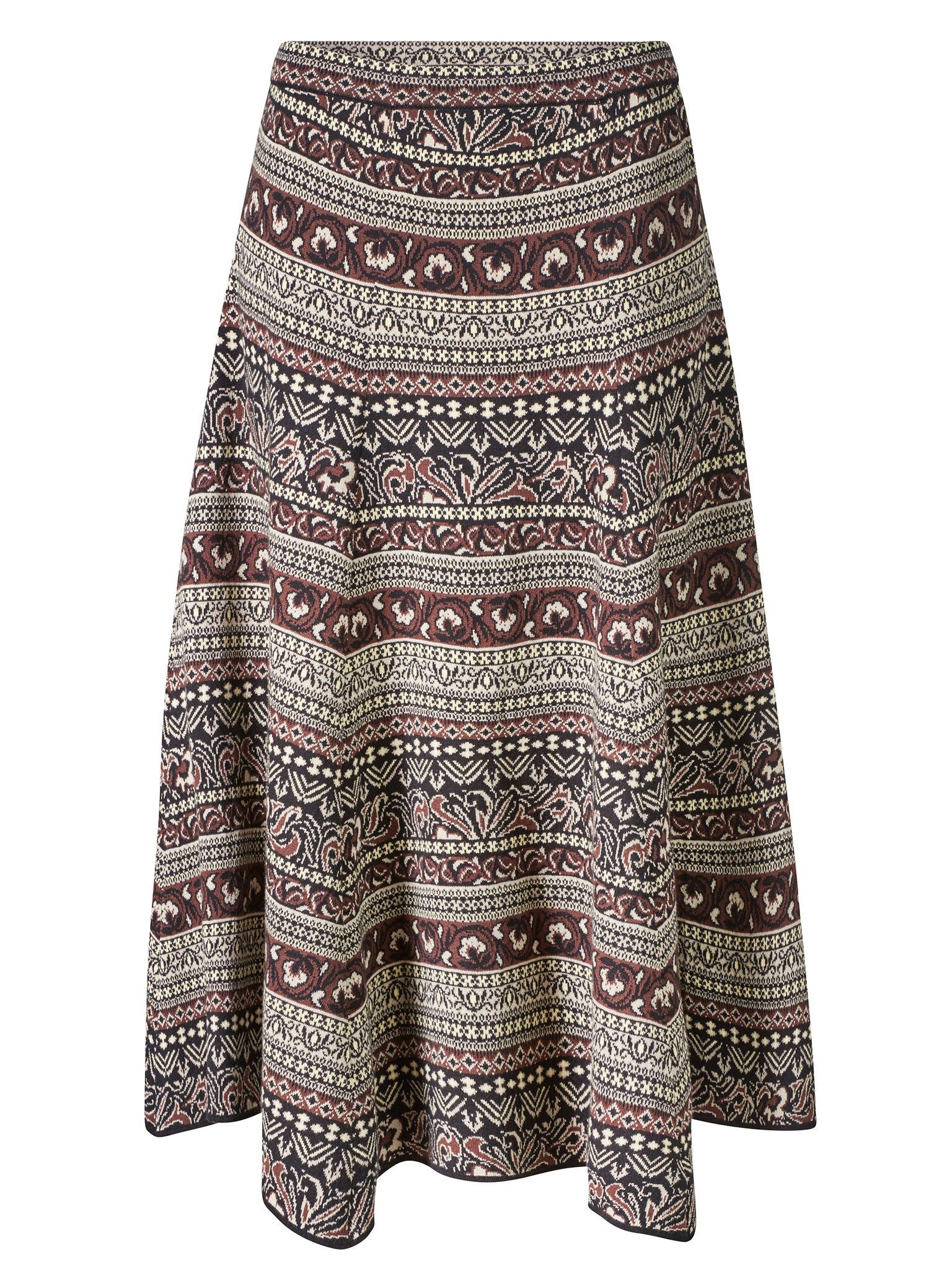 Himalaya Clothing Strickrock Damen ausgestellter Rock Jacquardmuster GOTS Bio-Baumwolle casual Elastischer Bund, femininer Schnitt und nachhaltig gefertigt