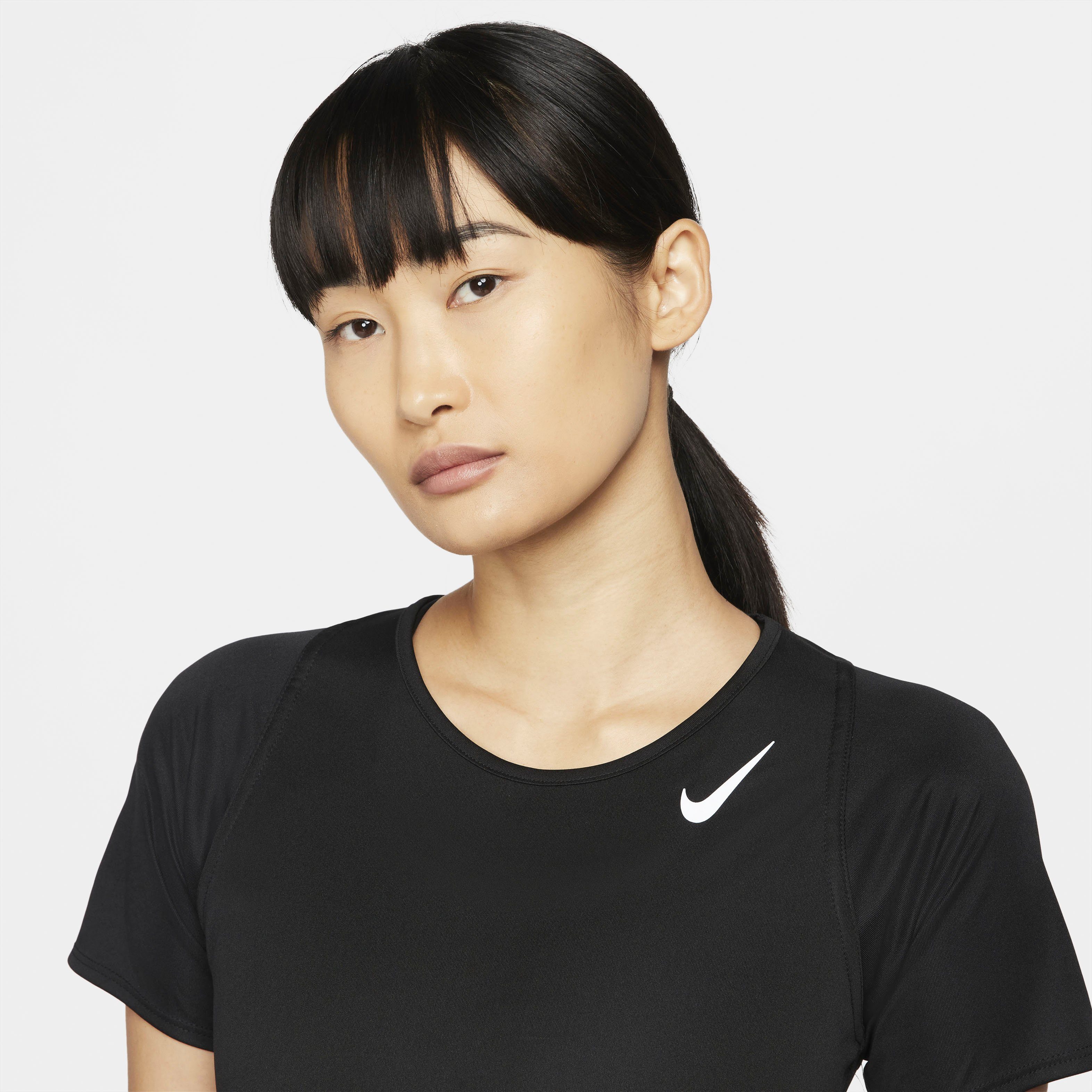 Nike Laufshirt RUNNING SHORT-SLEEVE SILV TOP BLACK/REFLECTIVE RACE DRI-FIT WOMEN'S