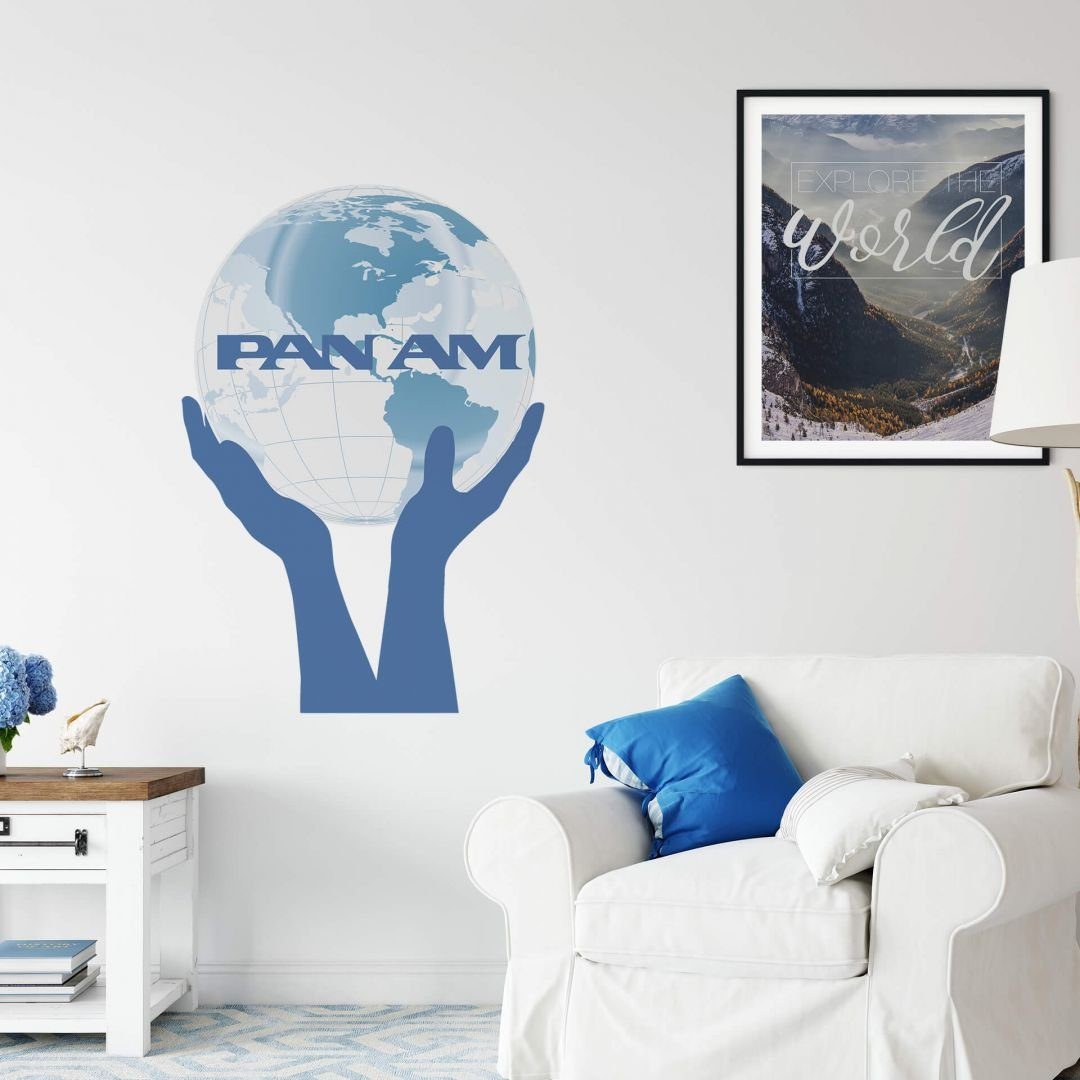 K&L Wall Art Wandtattoo Klebebilder Pan American World Airways Weltkarte 20x29cm Aufkleber, Wandbild selbstklebend, entfernbar
