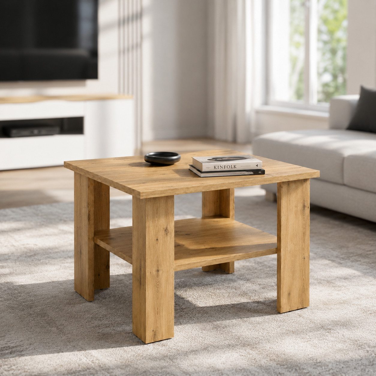 OTTO home Couchtisch CT 2 Wohnzimmertisch, Sofatisch, Beistelltisch, Kaffeetisch, Mit Ablage, quadratisch/rechteckig, weiß Hochglanz oder Artisan-Dekor – Bild 2 von 5