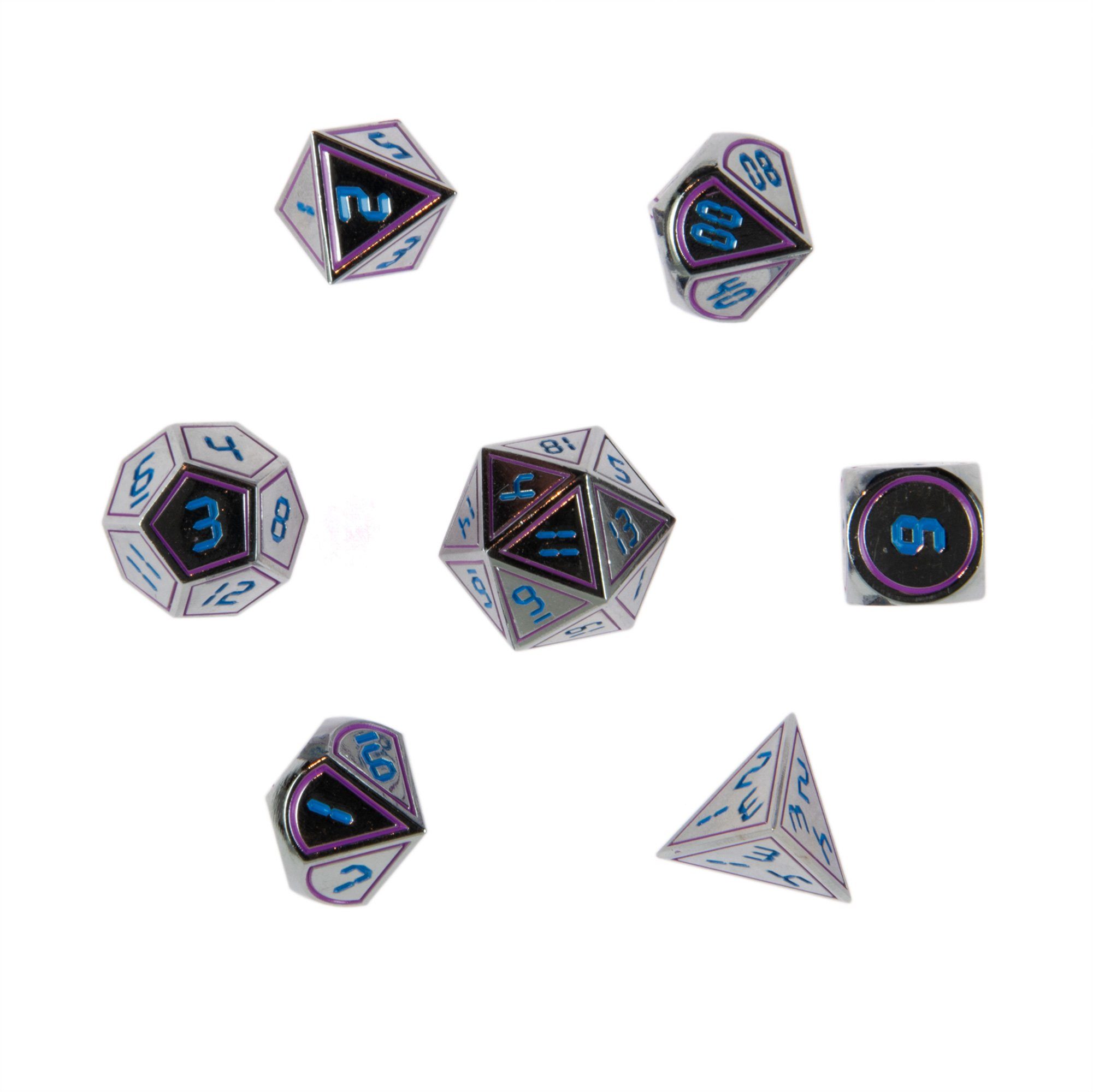 Spielesammlung 7 Pen&Paper Metall-DND-Würfel im Digital-Look