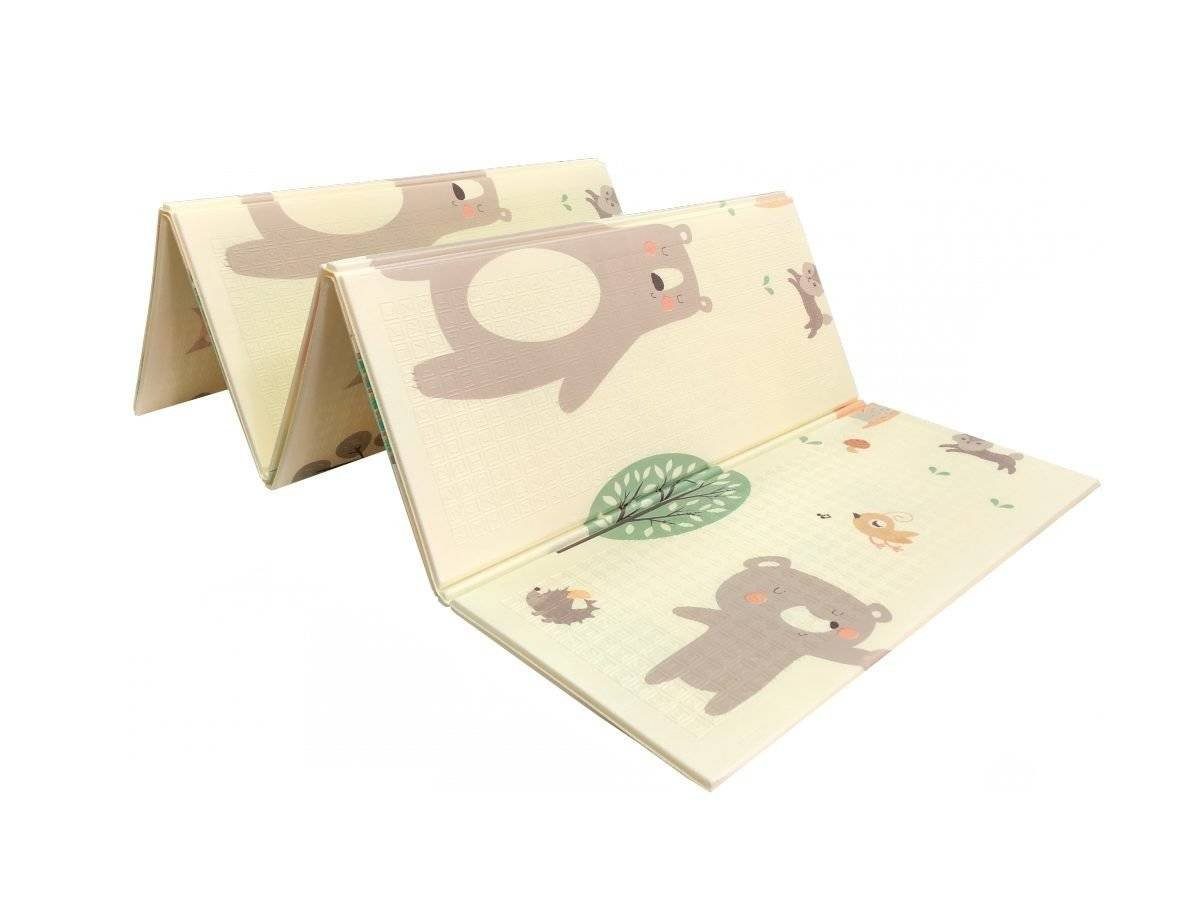 Mamabrum Babywippe Beidseitige Schaummatte XXL, faltbar 1 cm, Waldtieren- und Bärenmotiv – Bild 4 von 5