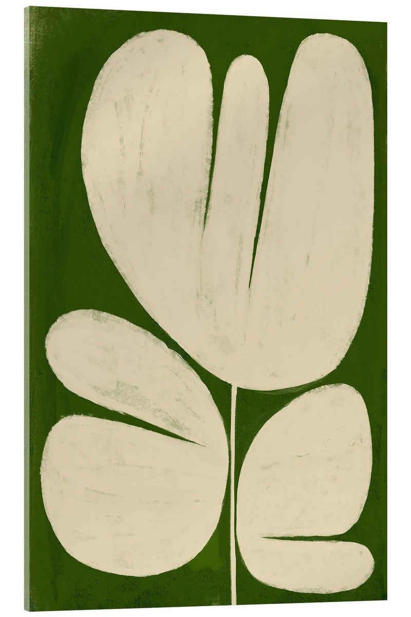 Posterlounge Acrylglasbild ATELIER M, Große weiße Blume auf Grün, Wohnzimmer Modern Malerei