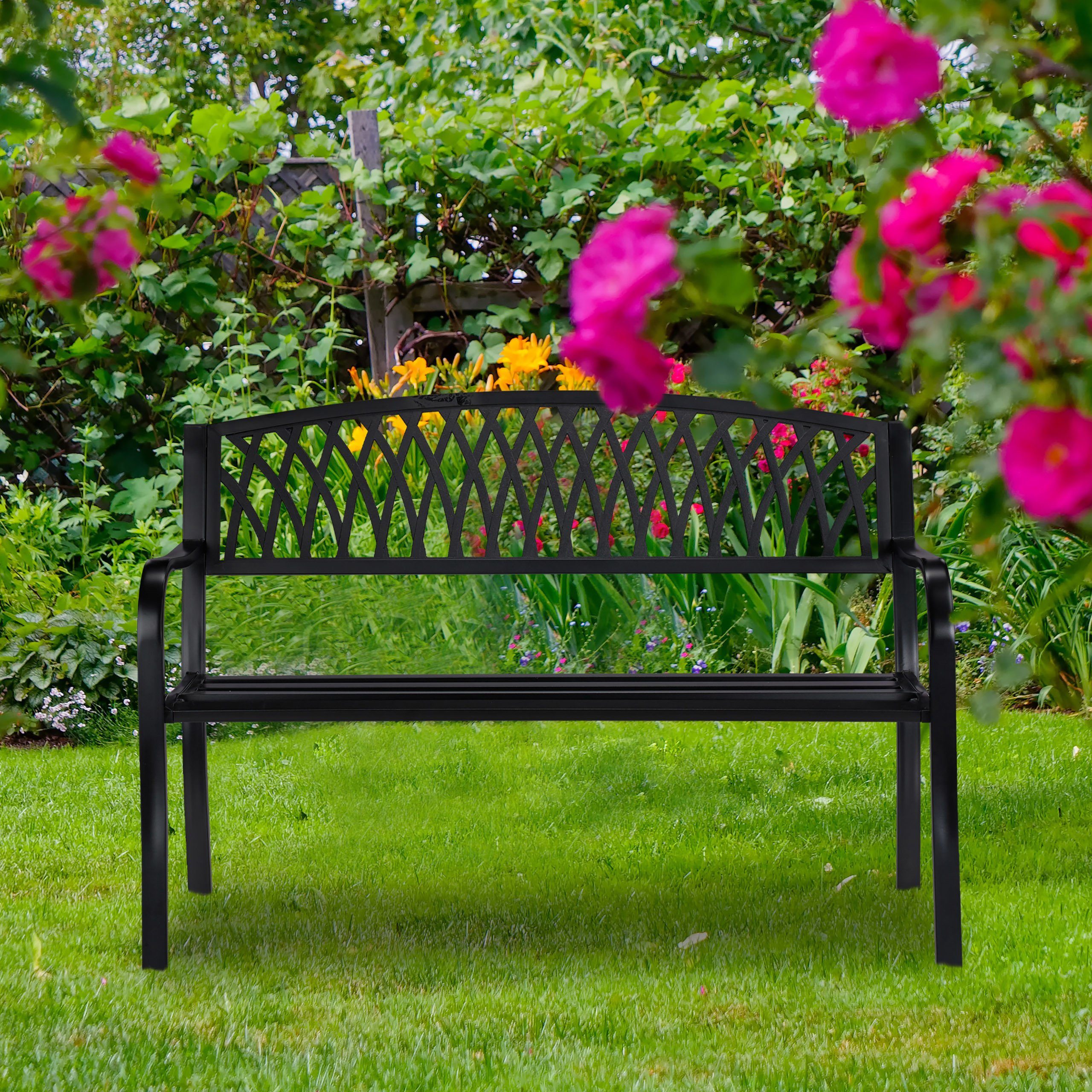 relaxdays Gartenbank Schwarze Gartenbank günstig online kaufen