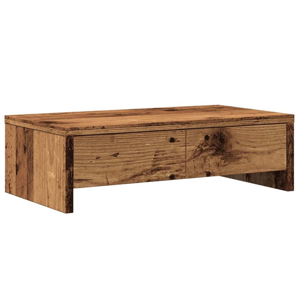 vidaXL Monitorständer Monitorständer mit Schubladen Altholz-Optik 50x27x15 cm