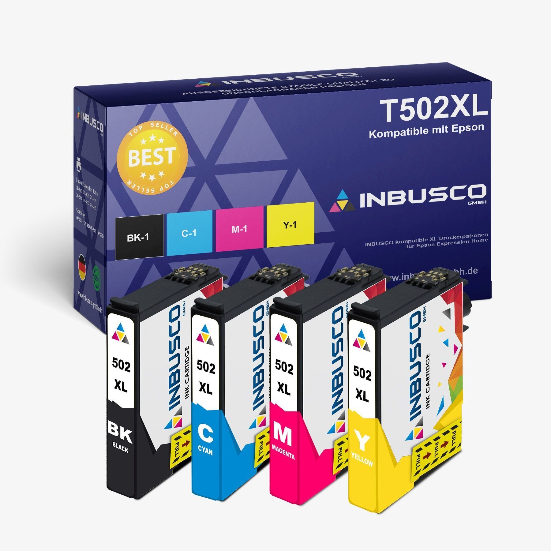 Inbusco Tintenpatronen T502 kompatibel mit Epson Expression Home XP-510 ... Tintenpatrone | Tintenpatronen