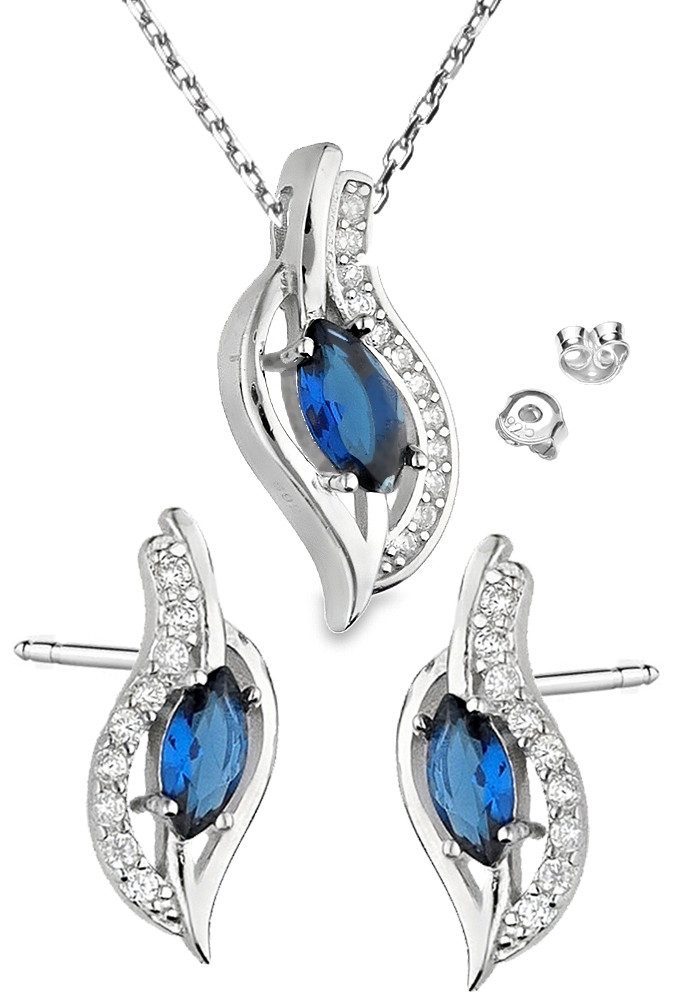 Limana Schmuckset 925 Silber Kette mit Ohrringe Ohrstecker Halskette Anhäng günstig online kaufen