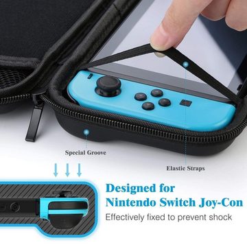 Sross Switch Controller, Tasche Kompatibel mit Nintendo Switch Zubehör Nintendo-Controller (9-in-1Tragetasche für Nintendo Switch, 9 St., HD-Displayschutzfolien für Nintendo Switch)
