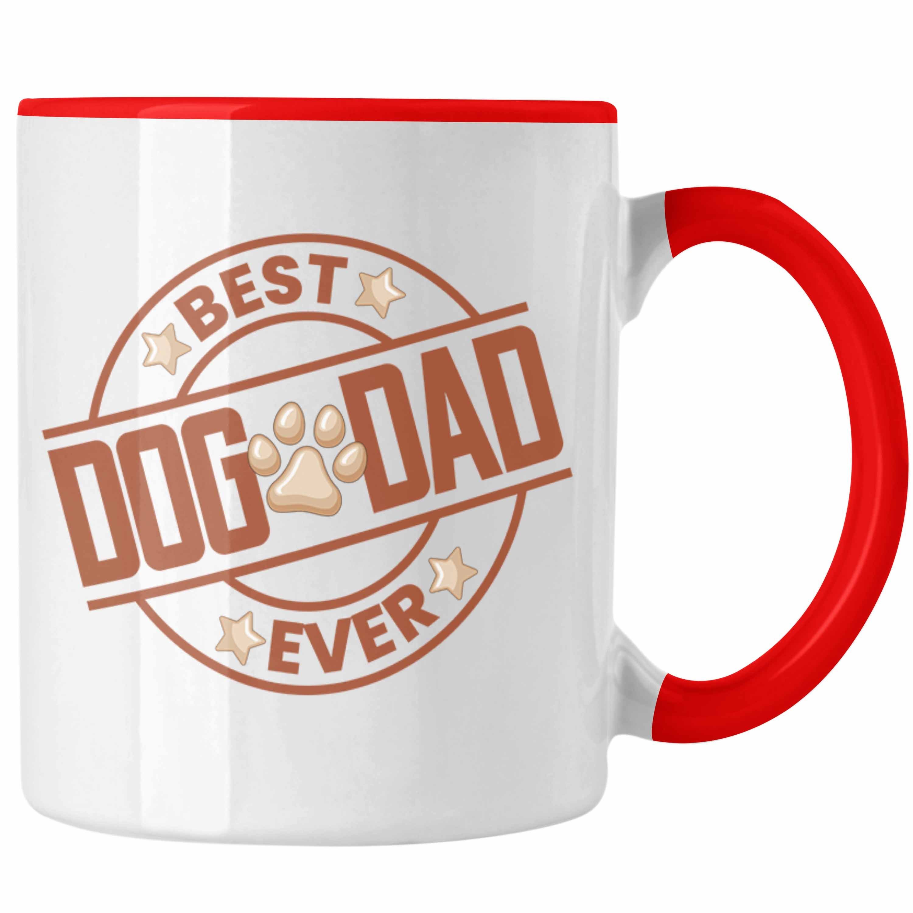 Trendation Tasse Trendation - Bester Hundepapa Ever Tasse Hunde Papa Dog Dad Geschenk Geschenkidee Rot