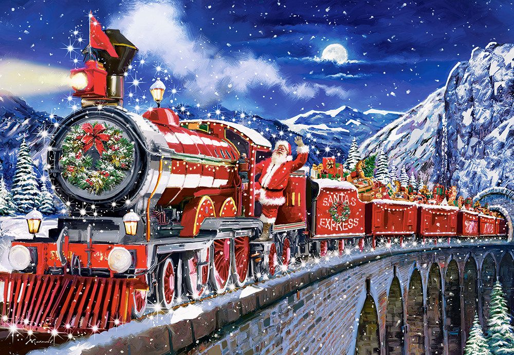 Castorland Puzzle Der Weihnachtsmann unterwegs mit dem Zug, Puzzleteile