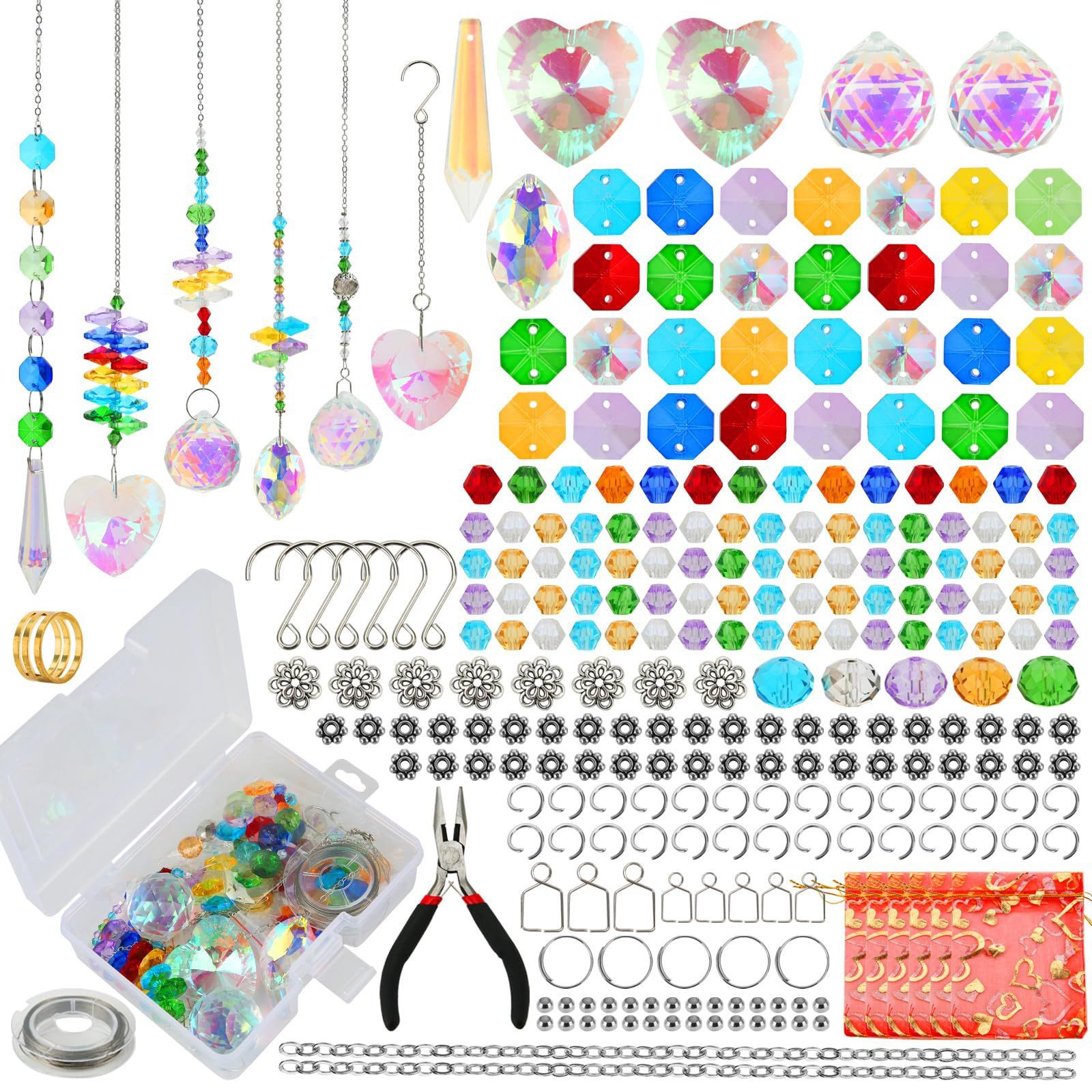 CLTYQ Windspiel 400pcs Crystal Suncacher-Sonnenfänger Innenfensterprisma Mondkristall (400 St), Traumfänger Garten Auto Garten Auto Deko Outdoor