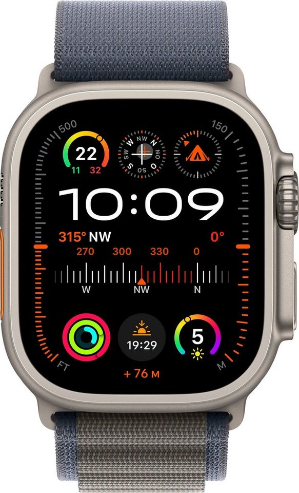 Apple Watch Ultra 2 GPS 49 mm + Cellular Titanium Small Smartwatch (4,9 cm/1,92  Zoll, Watch OS 10), Alpine Loop