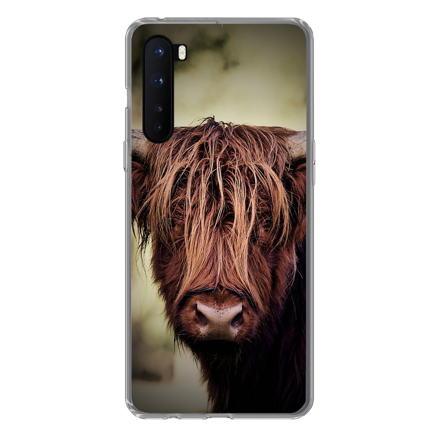 MuchoWow Handyhülle für OnePlus Nord Schottischer Hochländer - Licht - Porträt - Natur, Phone Case, Silikon, Schutzhülle Dünn