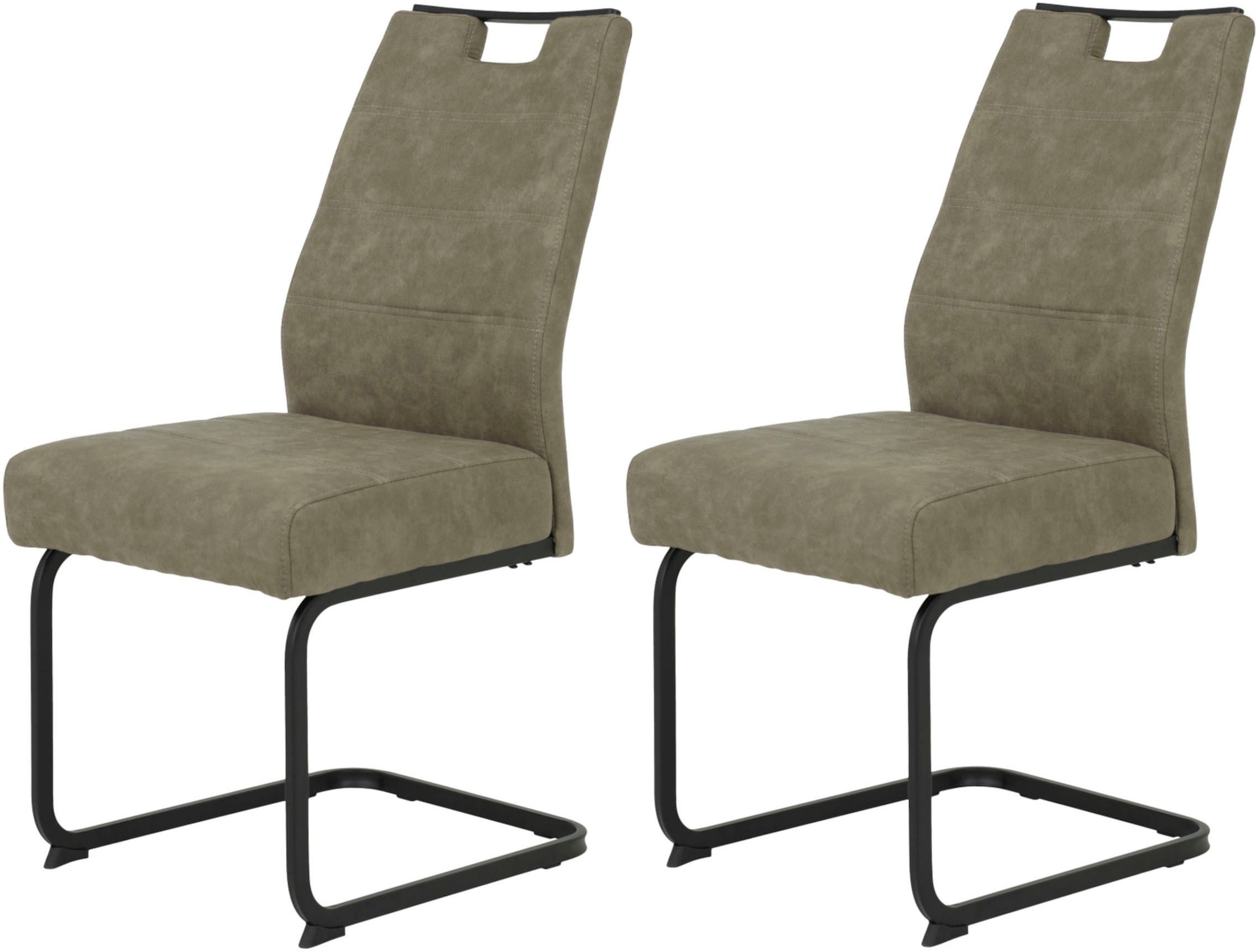 HELA Freischwinger (Set, 2 St), Freischwinger, XL Sitzbreite, Griff, Vintage Optik, 140kg belastbar