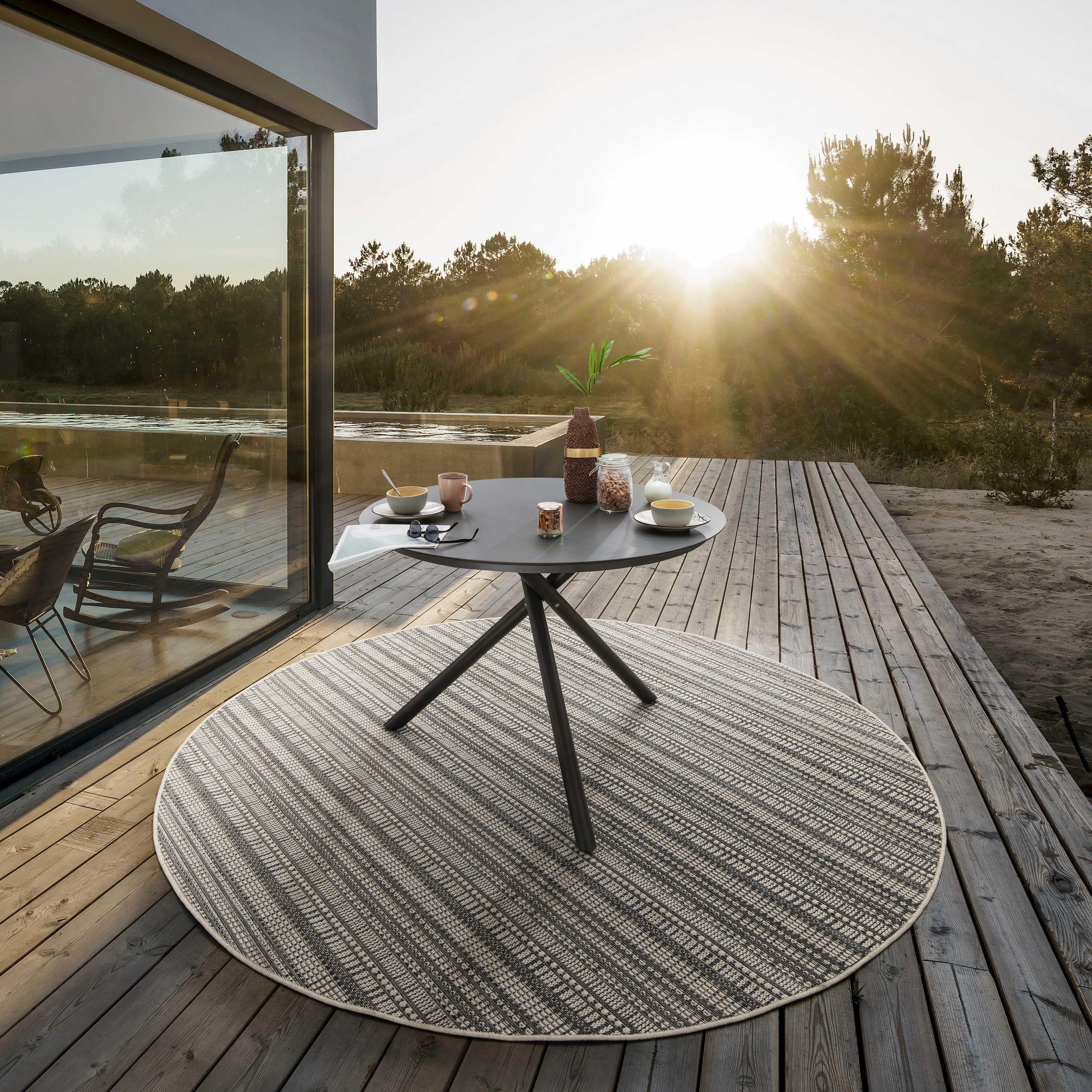 Destiny Esstisch BARLETTA, (110x77cm) Aluminium, HPL Tischplatte