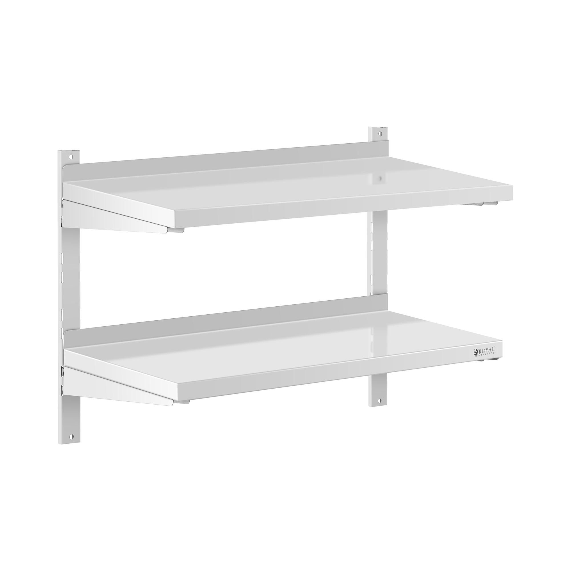Royal Catering Hängeregal 80 x 40 cm Wandbord Doppel Wandregal Edelstahl Regal 2 Ablagen