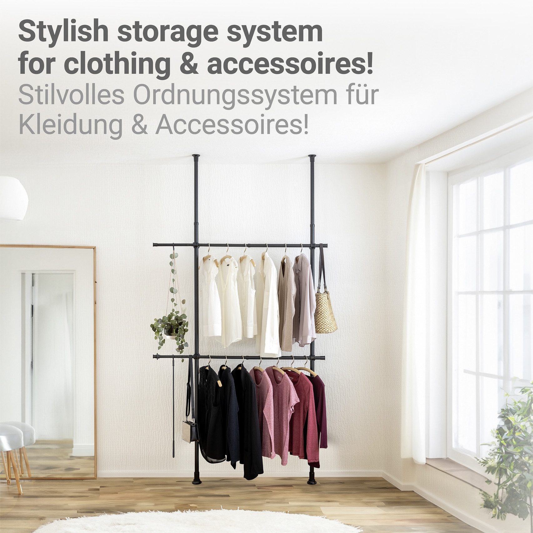 WENKO Teleskopregal Modell Herkules Basic, Kleiderstangen zum Klemmen ohne günstig online kaufen