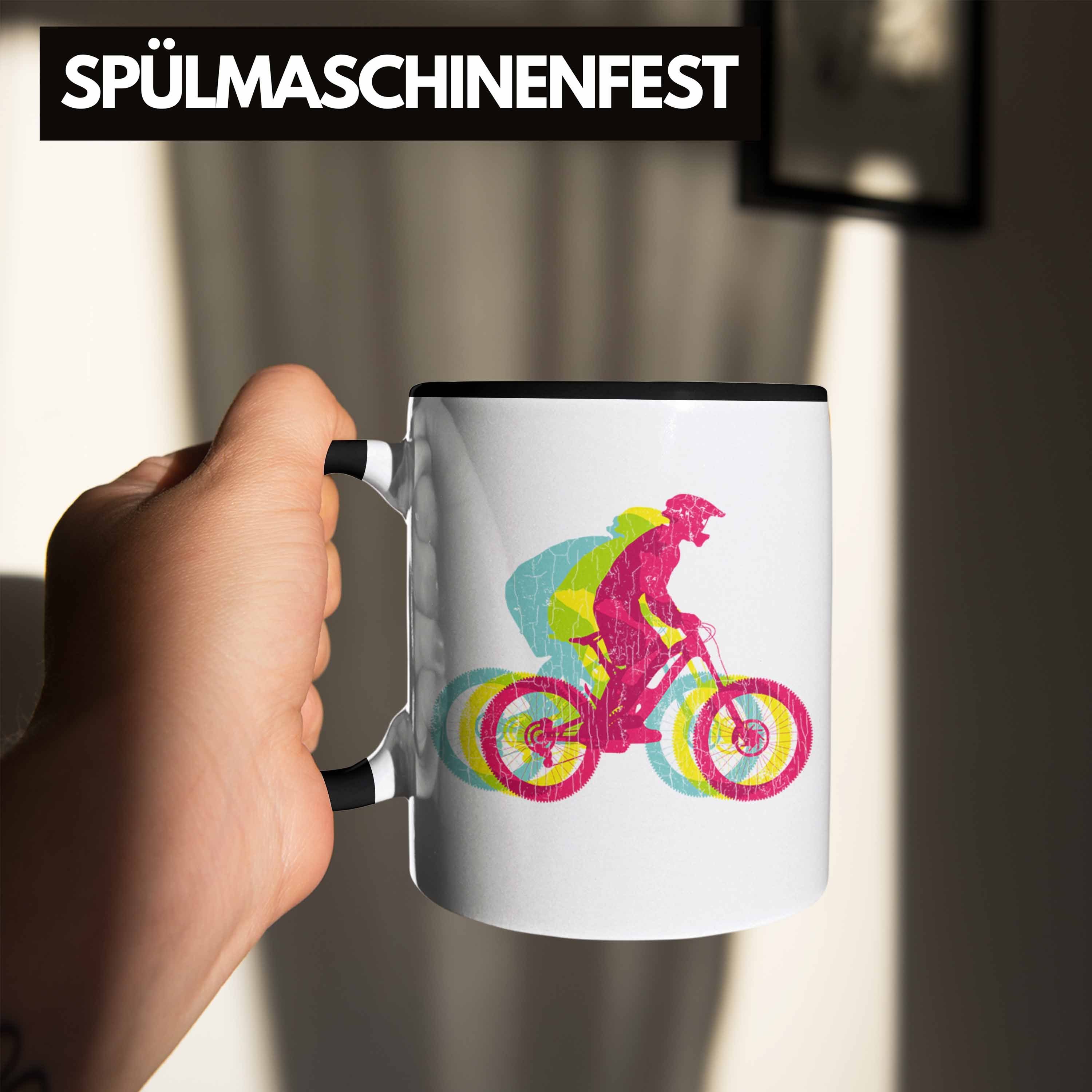 MTB Geschenk Männer Kaffeetasse Tasse Trendation Geschenkidee Fun Accessories Mountainbiker Grafik Schwarz Moutainbike - Kinder Trendation Tasse
