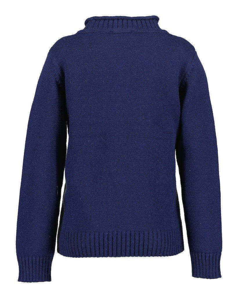 Blue Seven Strickpullover Blue Seven Einhorn dunkelbla Strickpullover Rollkante Pullover Mädchen (1-tlg)