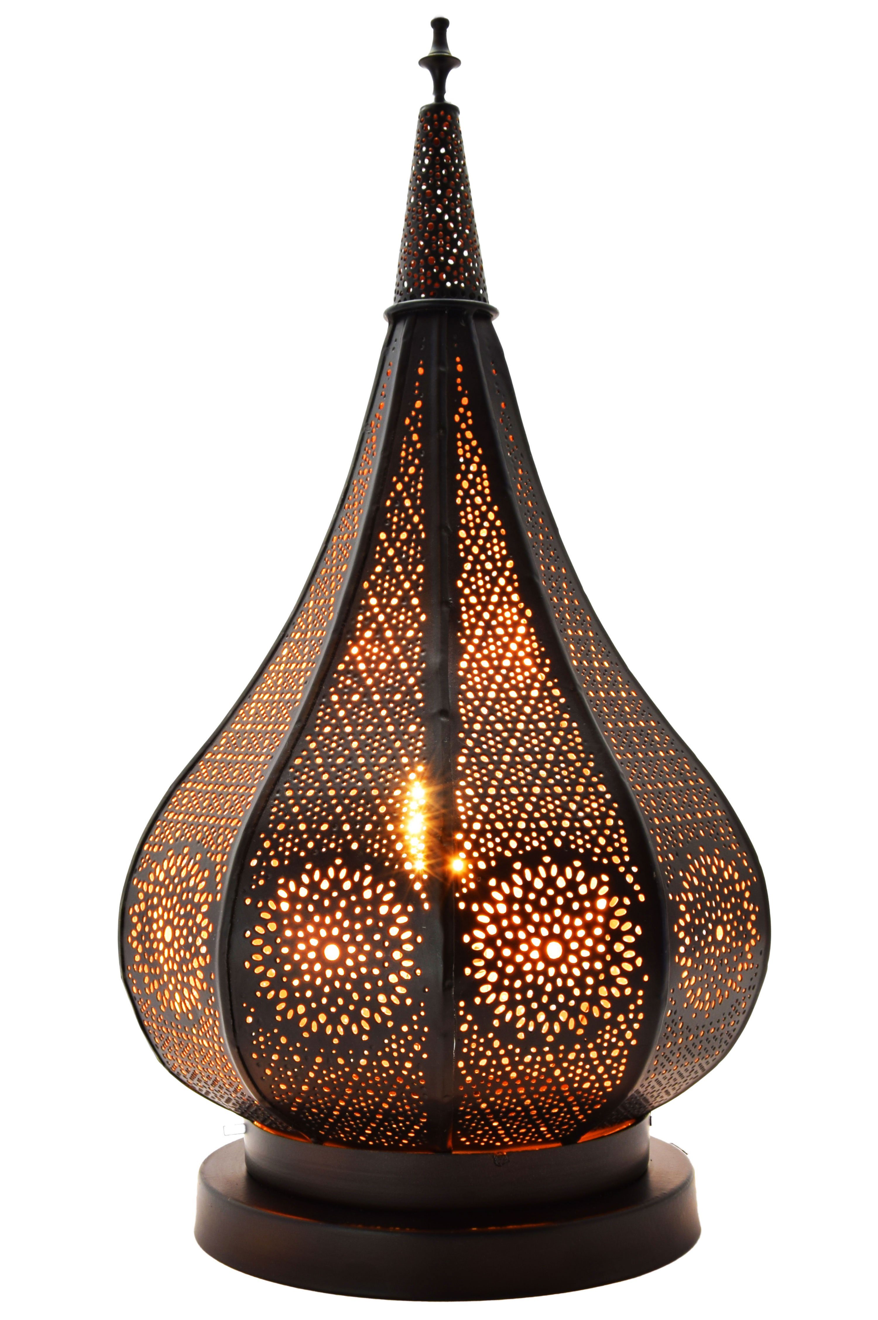 Marrakesch Orient & Mediterran Interior Teelichthalter Orientalische Gartenlaterne Ezana modern aus Metall in Schwarz 36 cm (1 St), Handarbeit