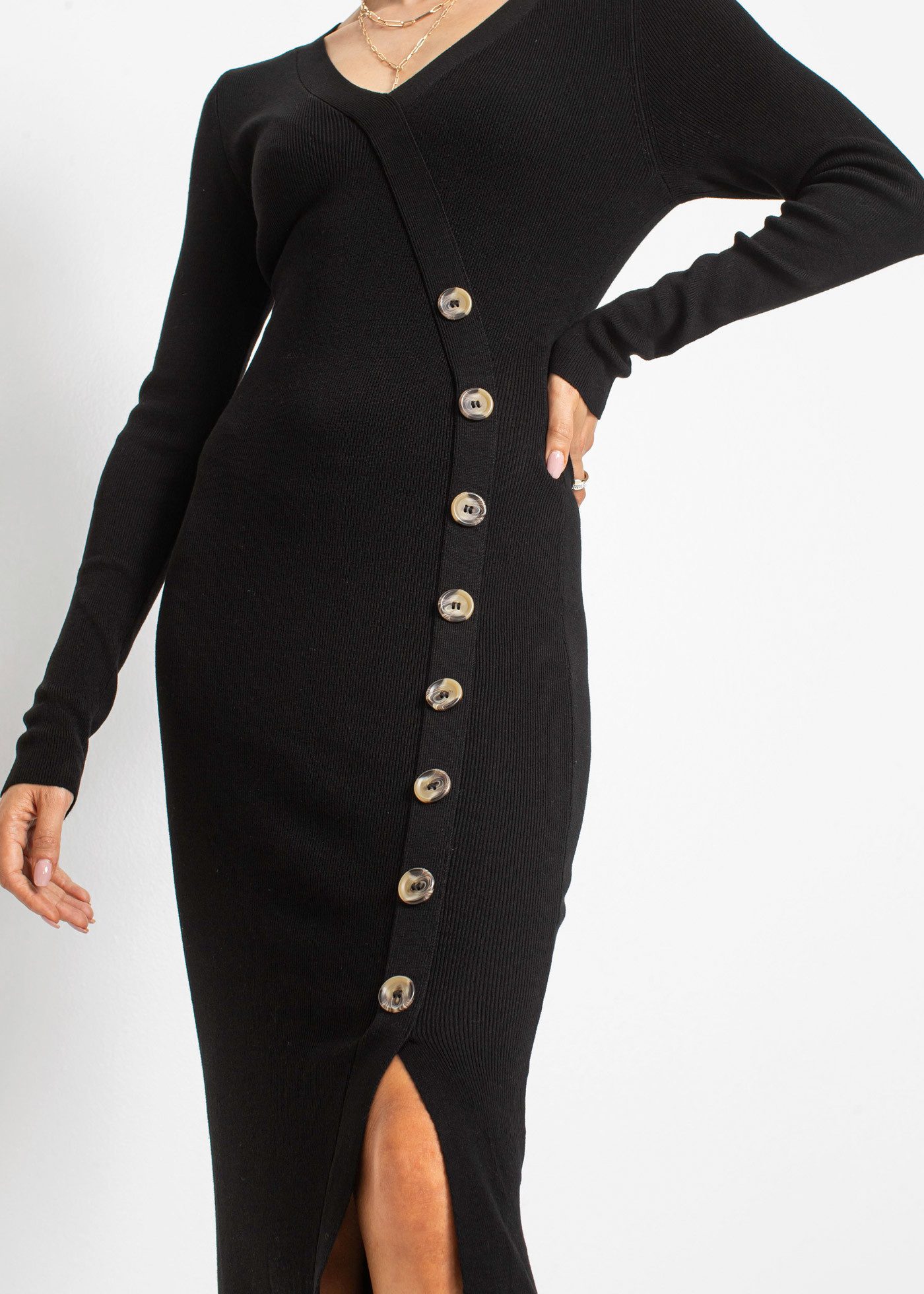 bonprix Strickkleid für eleganten Look, aus Viskose-Mix, figurbetonte Passf günstig online kaufen