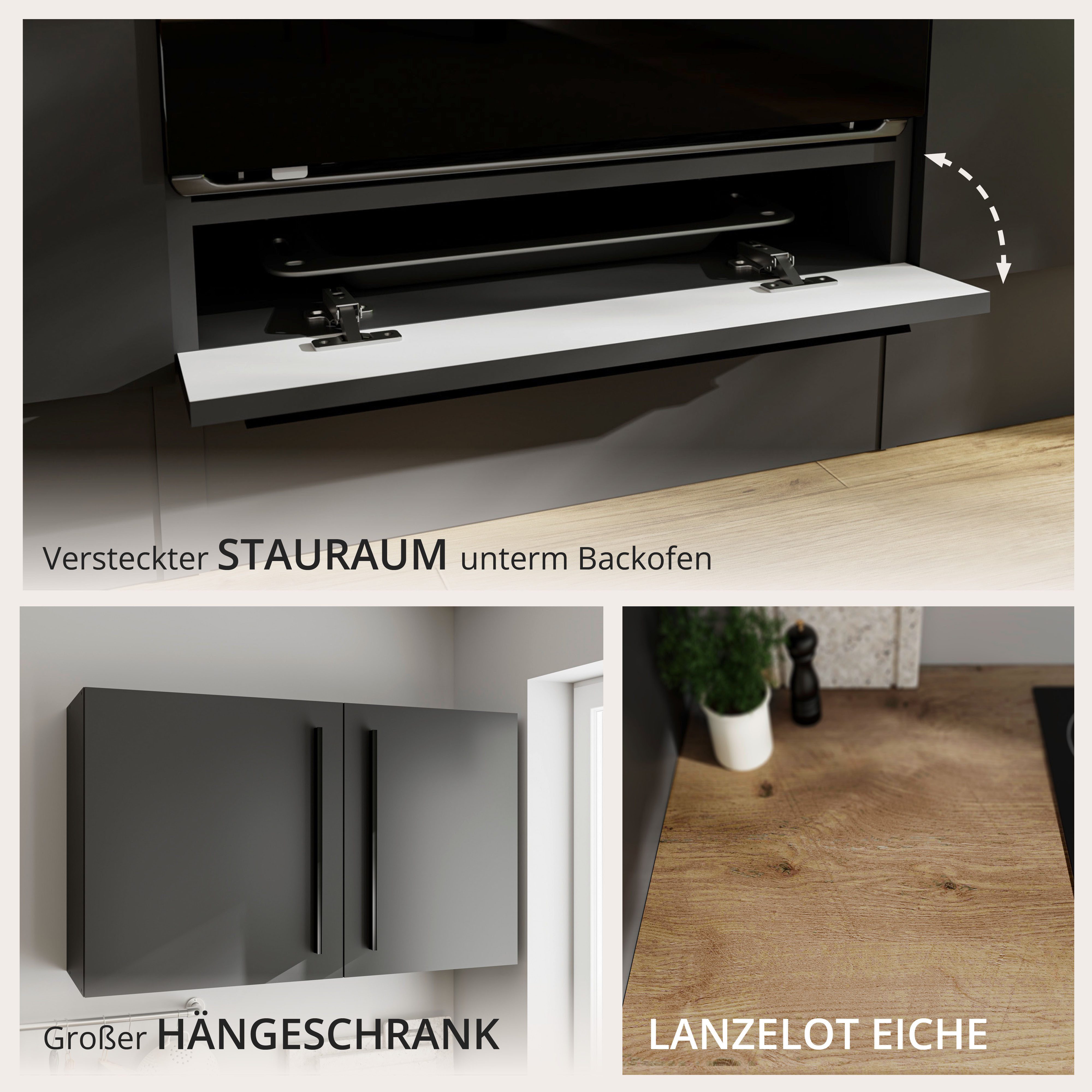 BASIC by Balculina Küchenzeile Jazz, Breite 220 cm, wahlweise mit E-Geräten