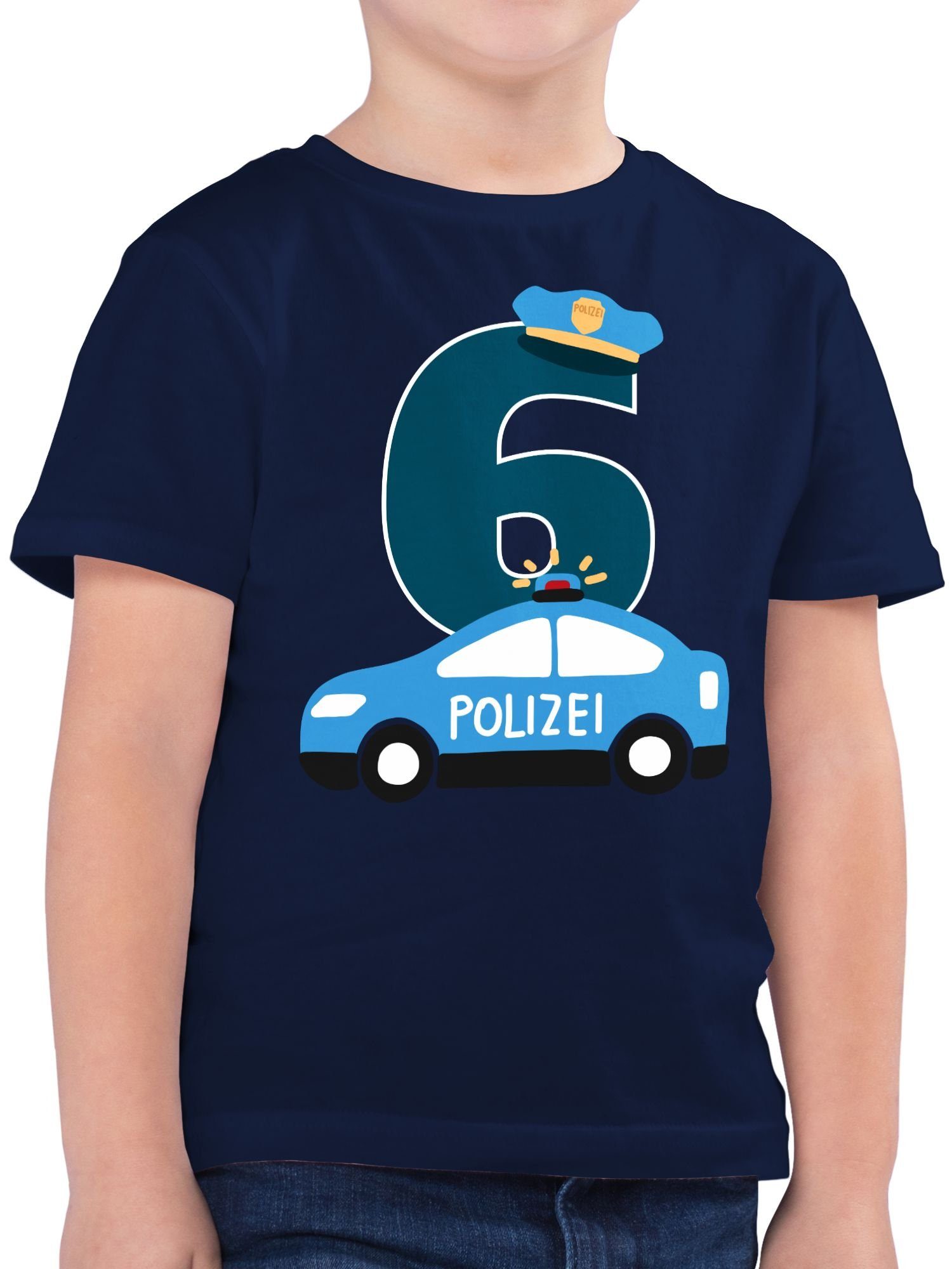 Shirtracer T-Shirt Polizei Sechster 6. Geburtstag 1 Dunkelblau
