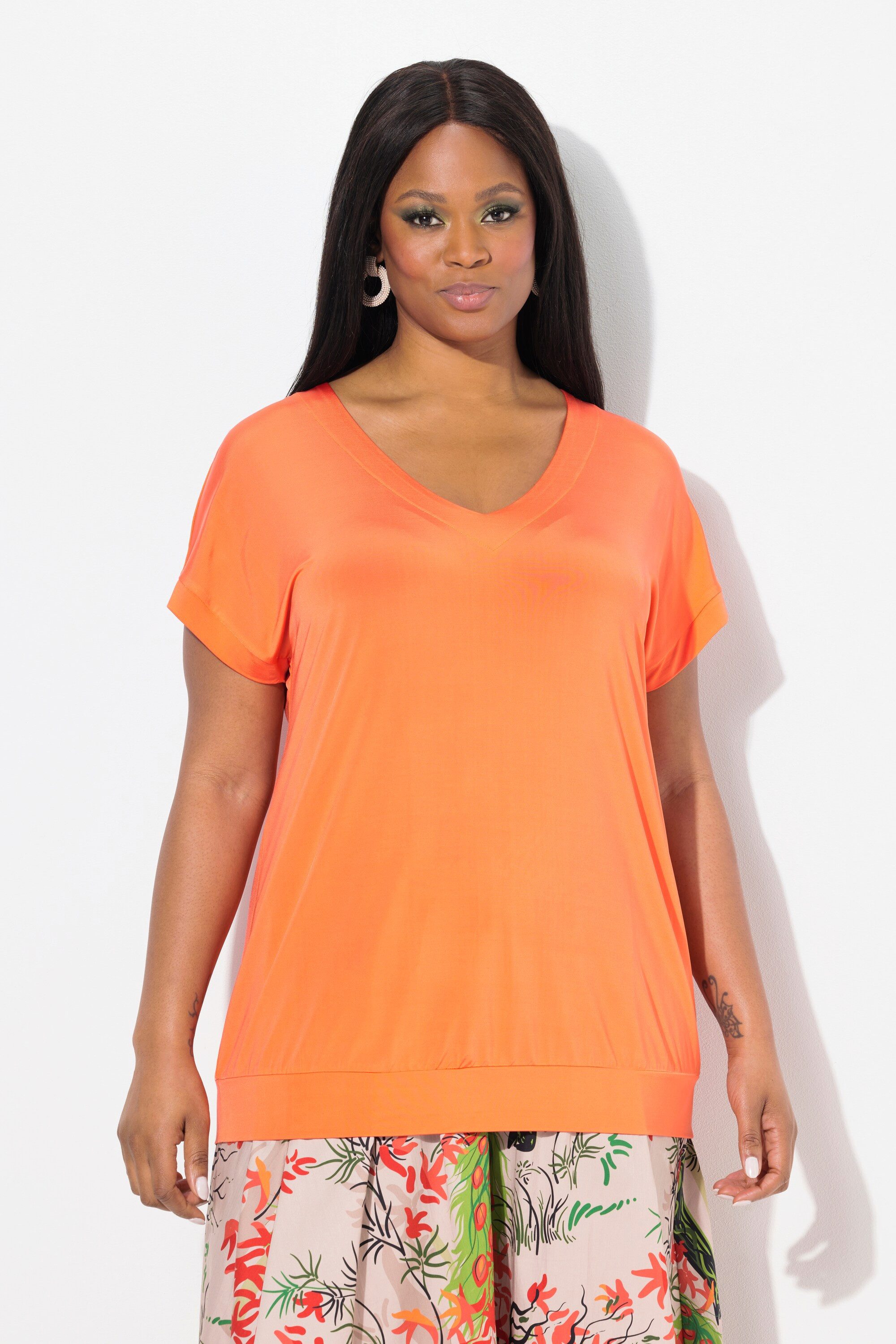Ulla Popken T-Shirt Slinkyshirt Elastiksaum Oversized günstig online kaufen